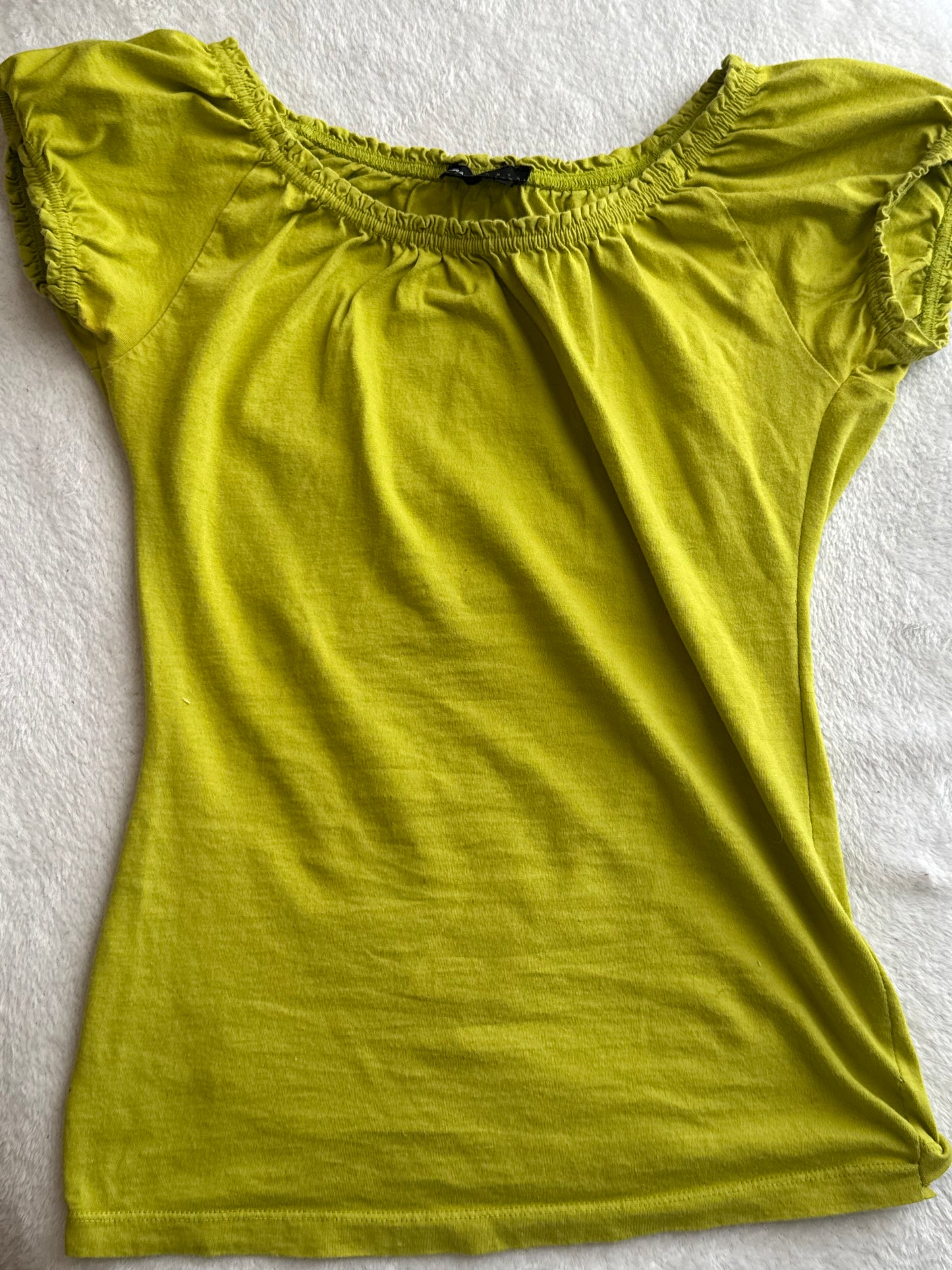 Fitted Green Top with Ruffles