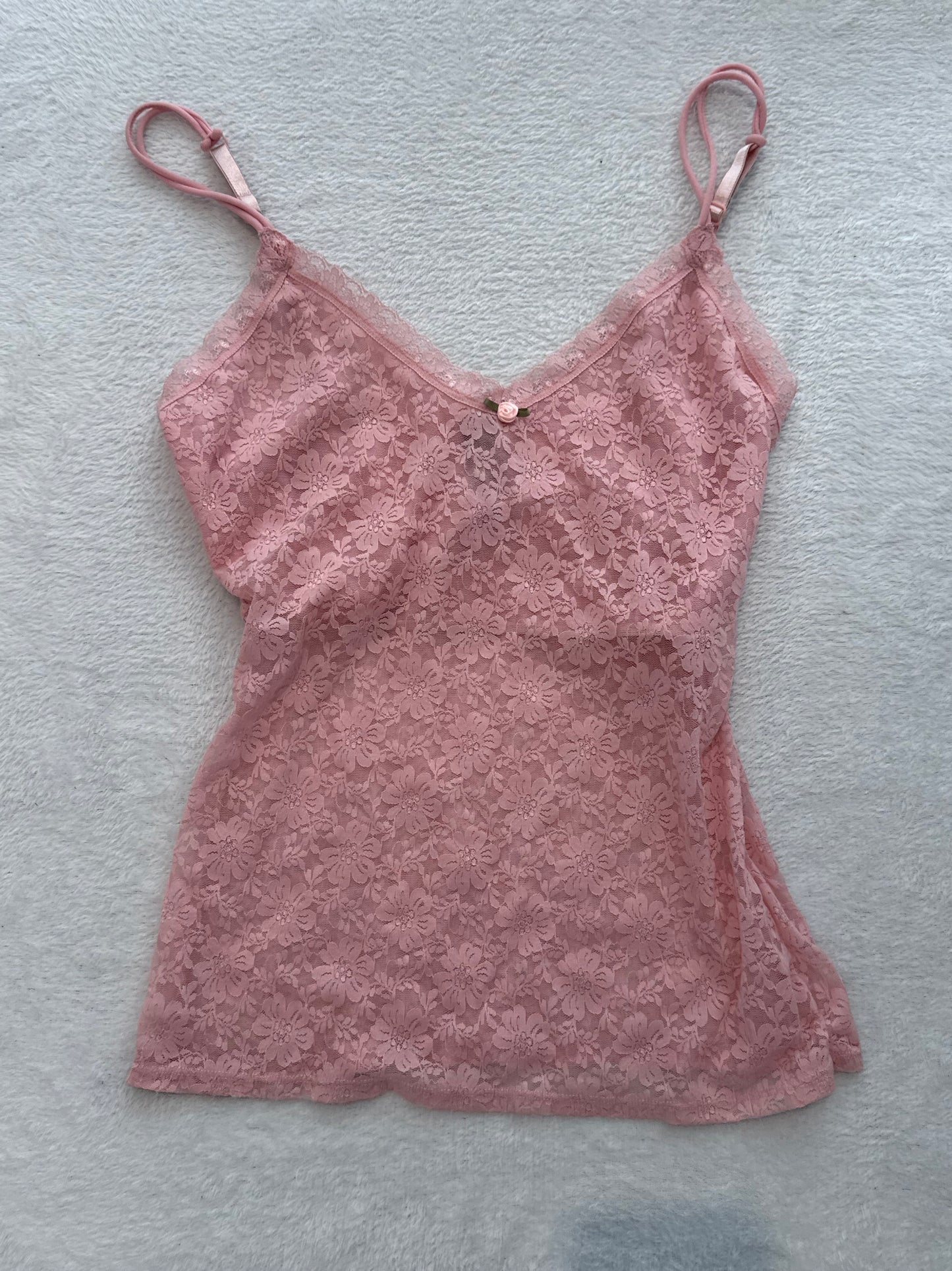 Pink Lace Cami with Flower