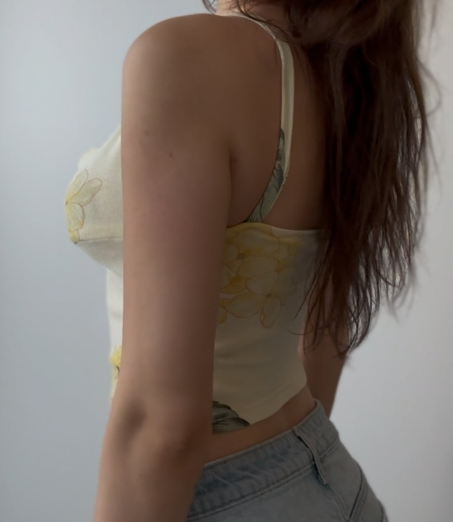 Yellow Floral Top with Sequins