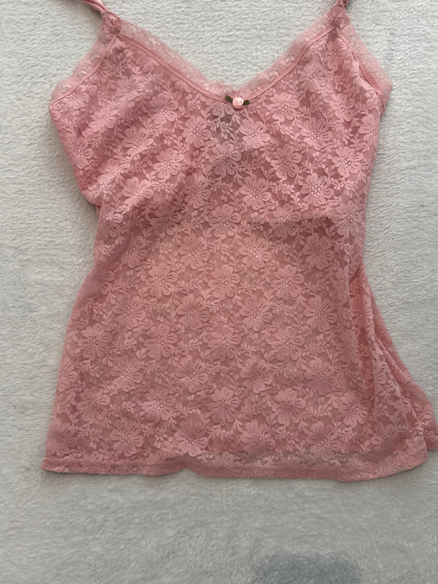 Pink Lace Cami with Flower