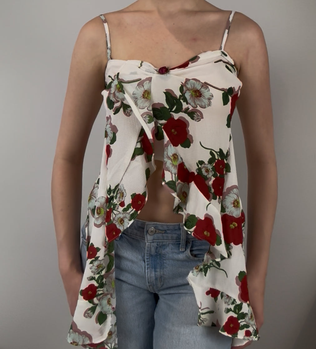 Flowy Floral Top with Adjustable Tie Back
