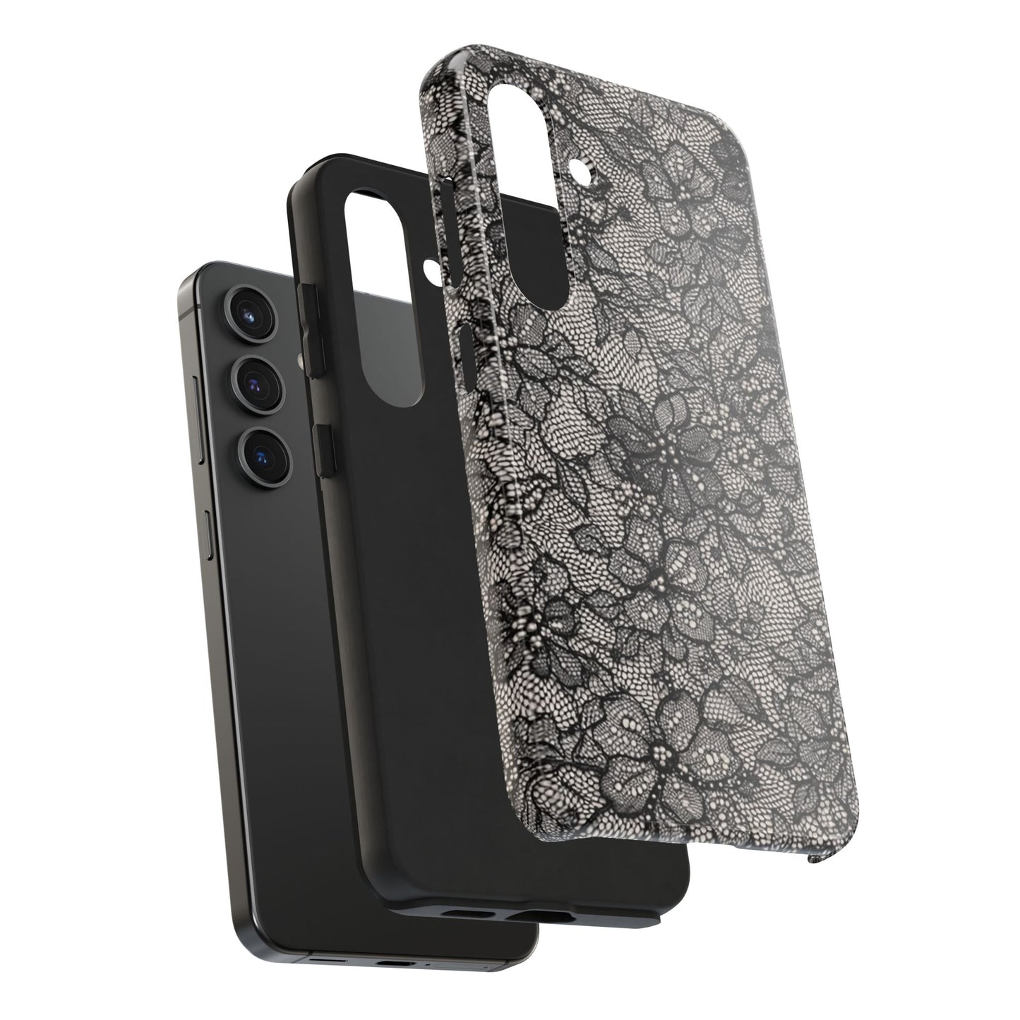 Black Floral Lace - Protective Phone Case