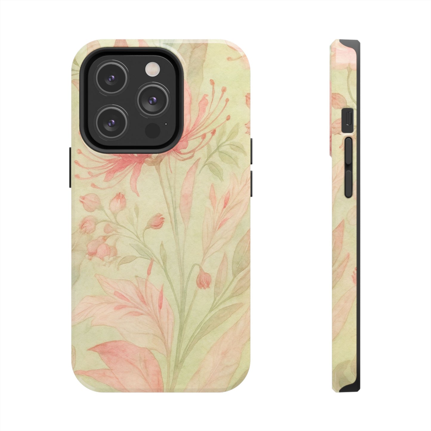 Pink Mint Floral - Protective Phone Case