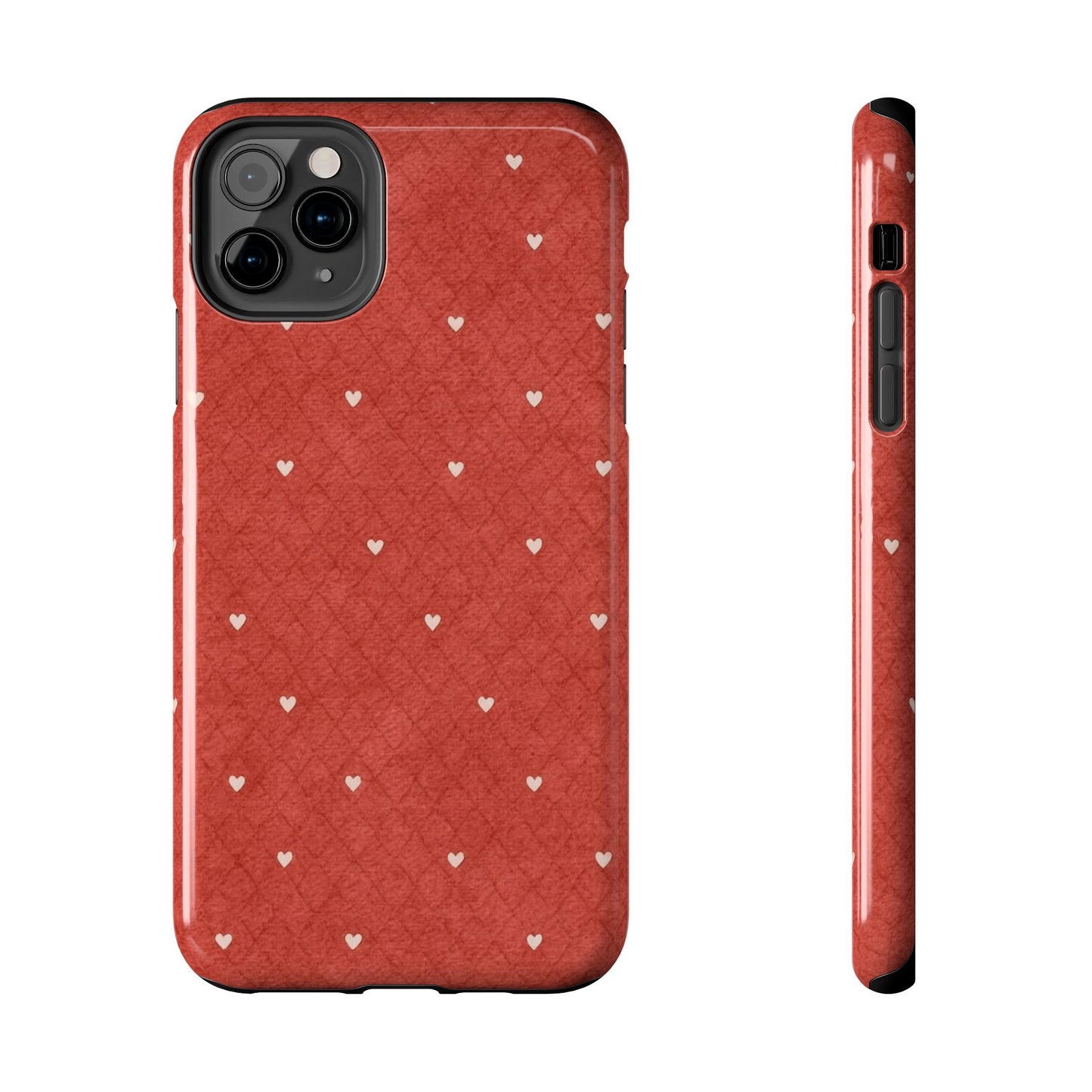 Red Quilted Hearts - Protective Phone Case