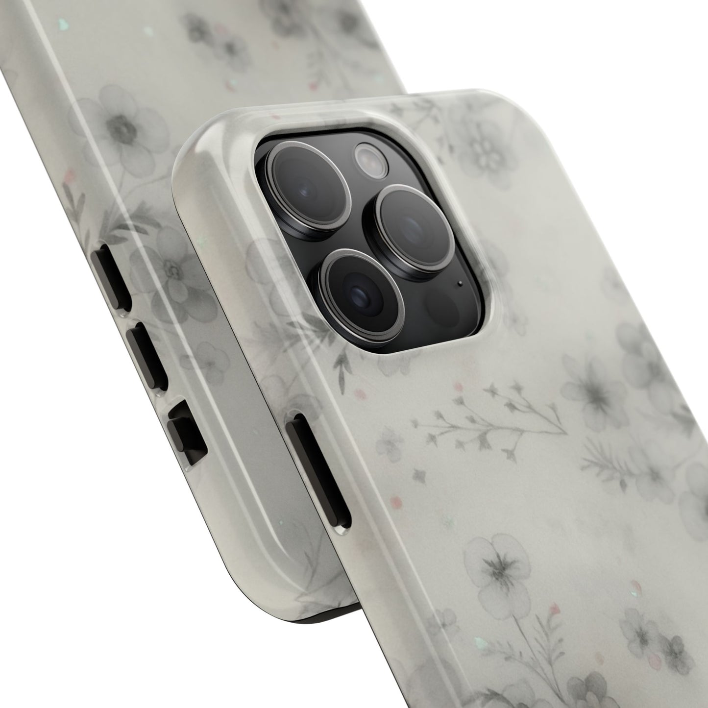 Misty Gray Floral - Protective Phone Case