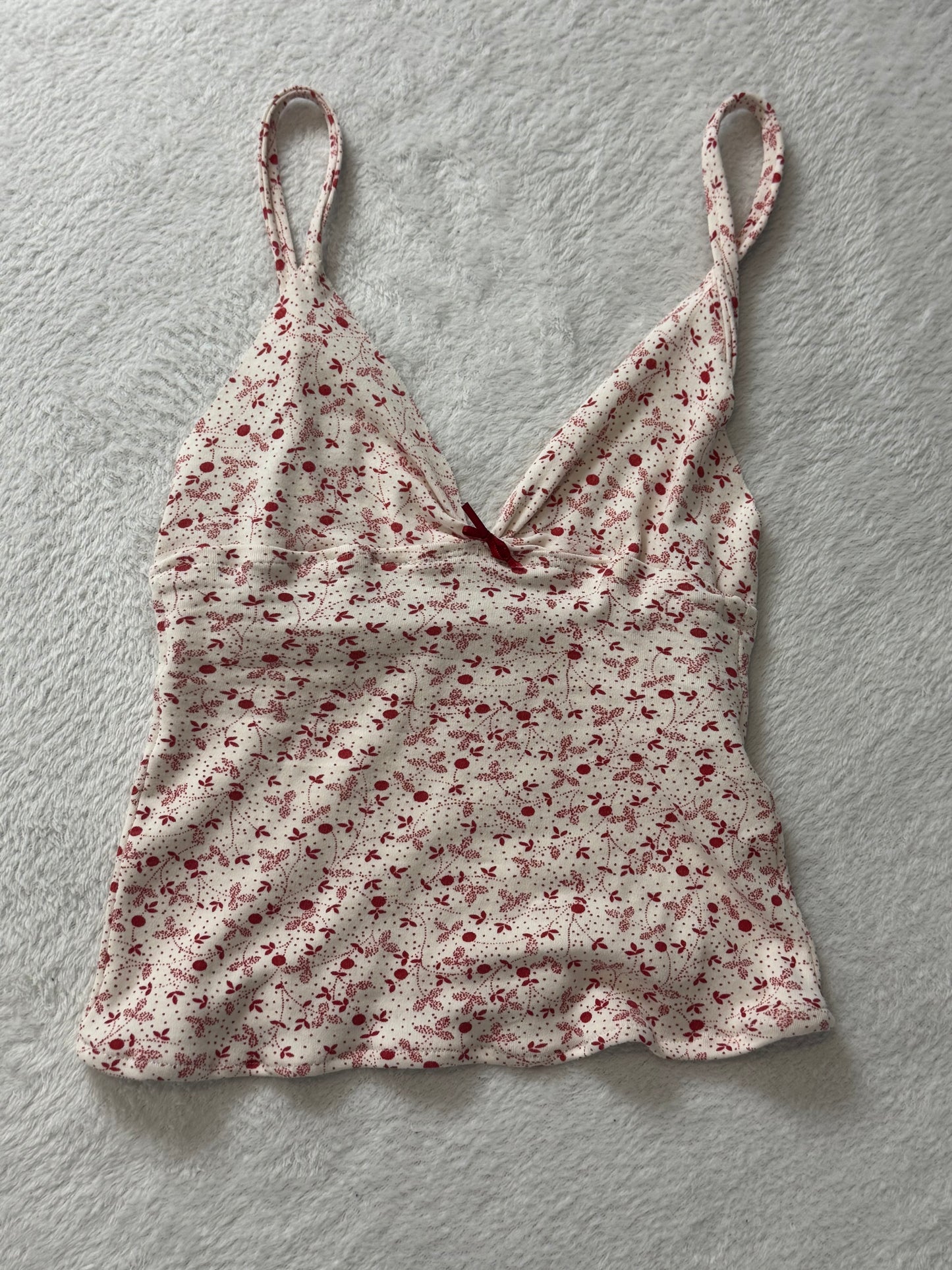 Cherry Patterned V-Neck Cami