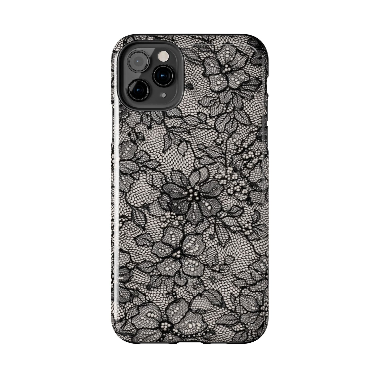 Black Floral Lace - Protective Phone Case