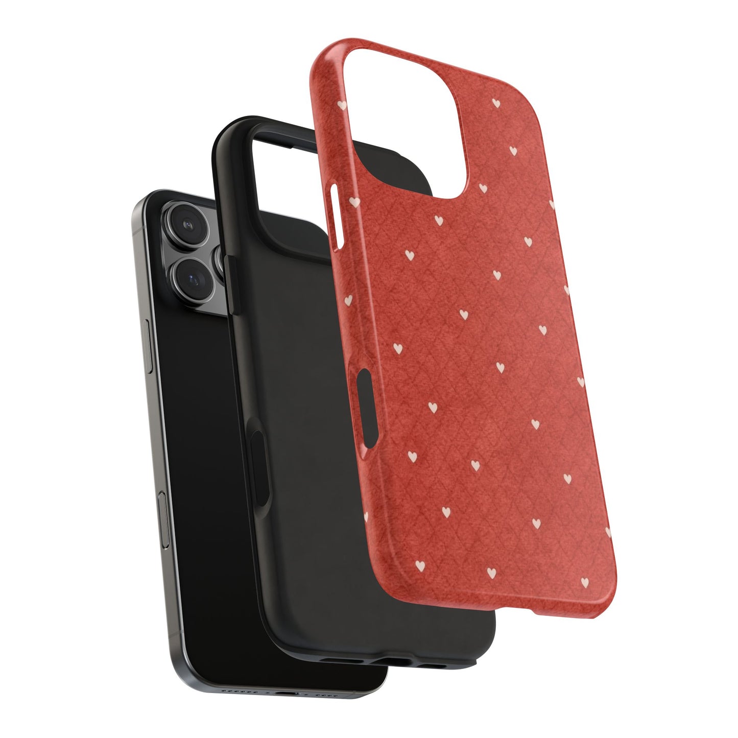 Red Quilted Hearts - Protective Phone Case
