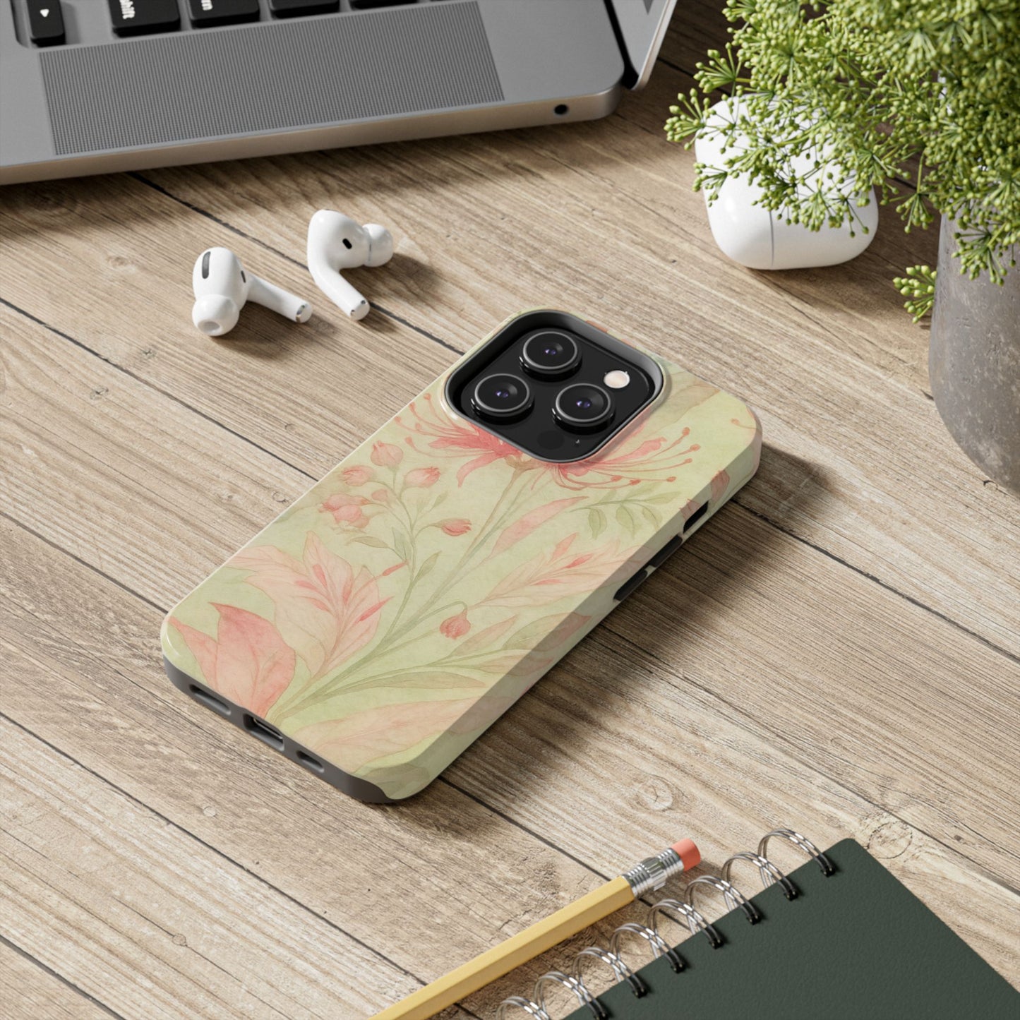 Pink Mint Floral - Protective Phone Case