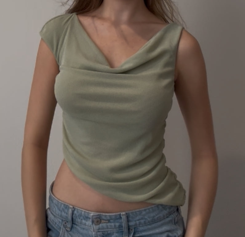 Pretty Green Top with Ruching