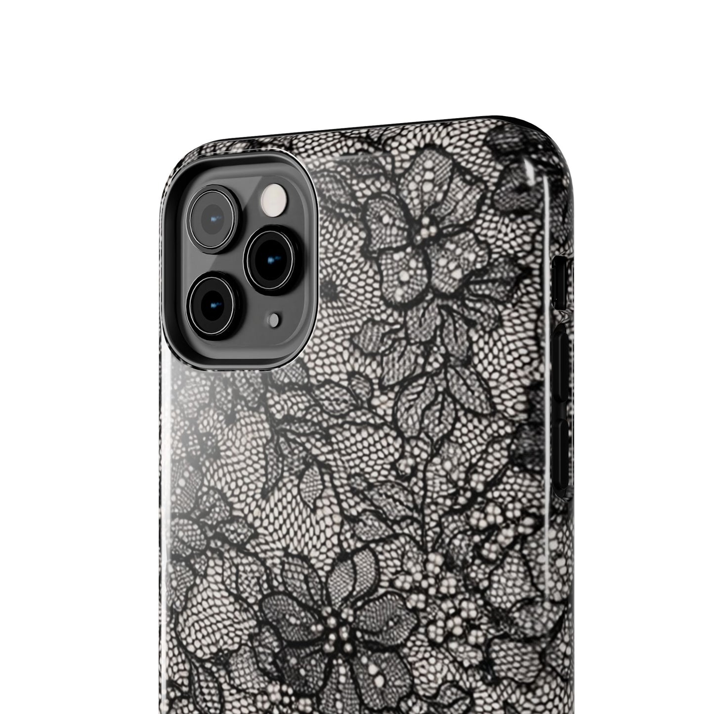 Black Floral Lace - Protective Phone Case