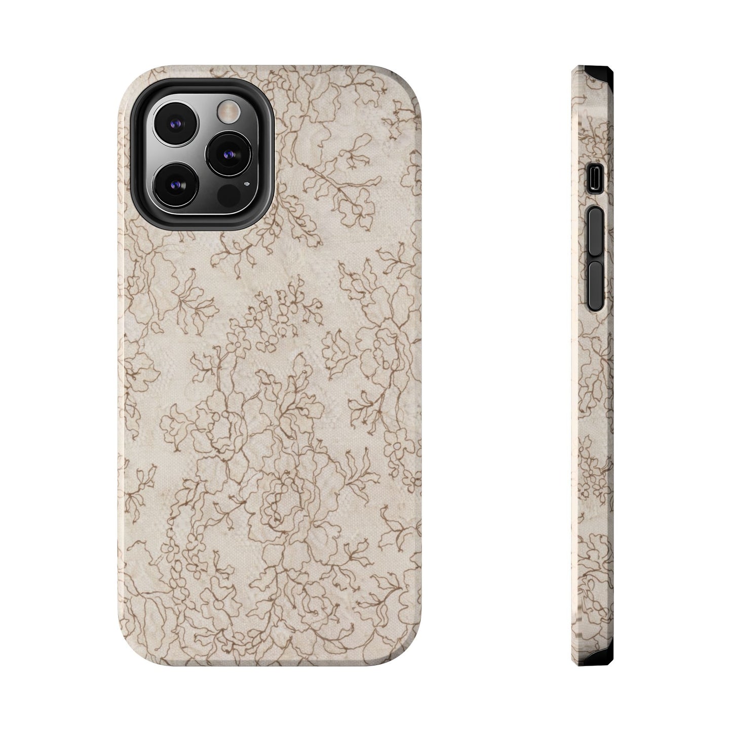 Vintage Beige Lace - Protective Phone Case