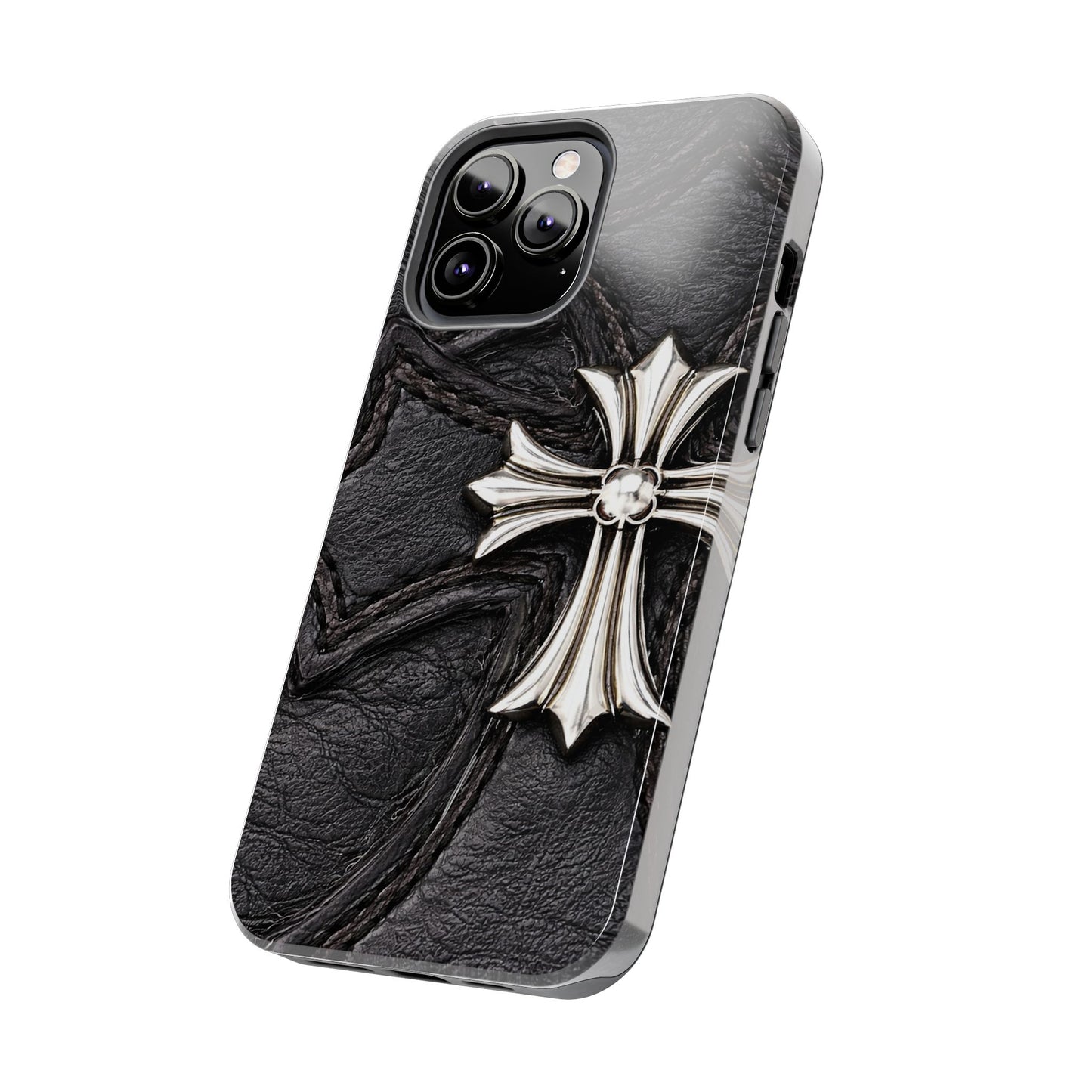 Black Leather Cross - Protective Phone Case