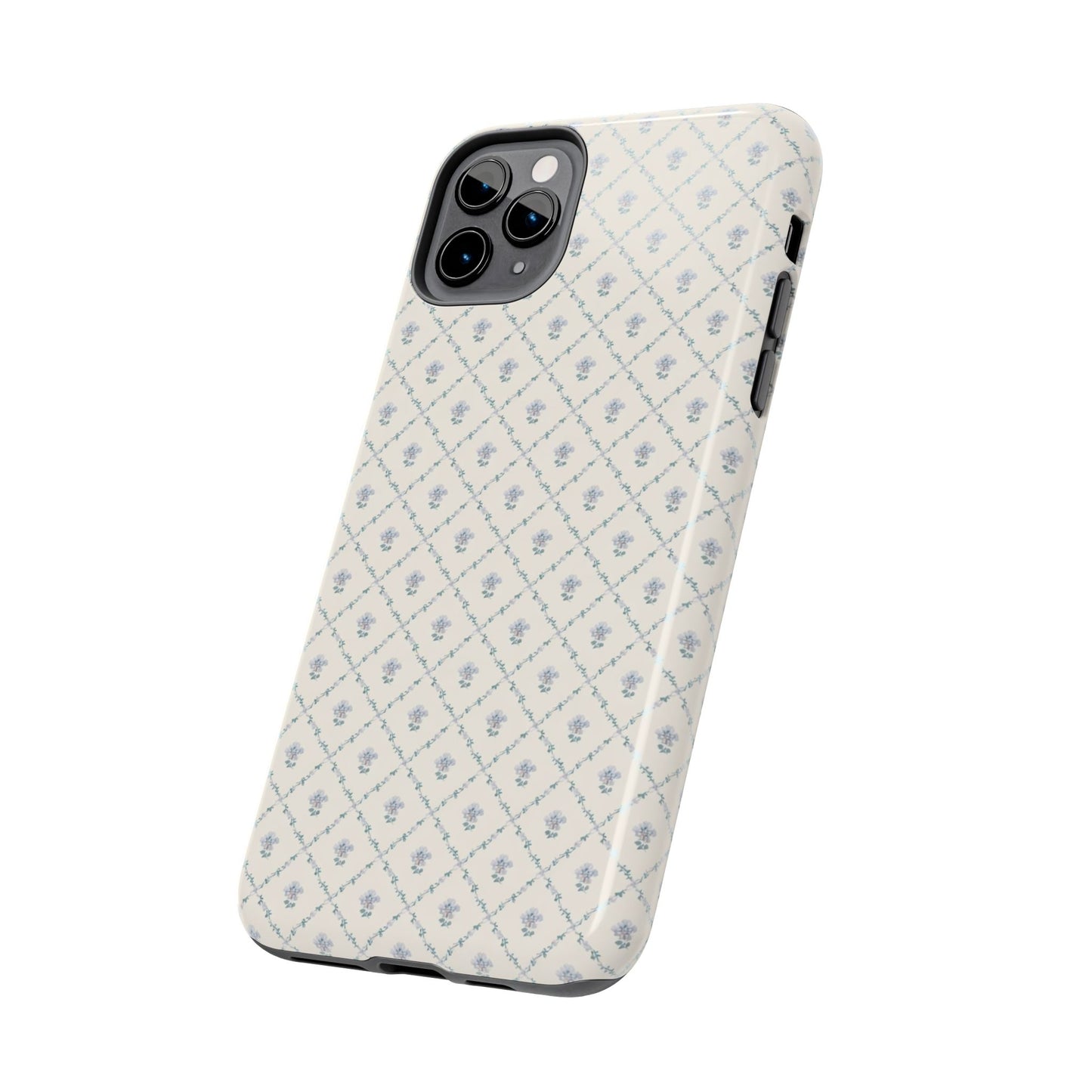 Vintage Blue Floral Wallpaper - Protective Phone Case