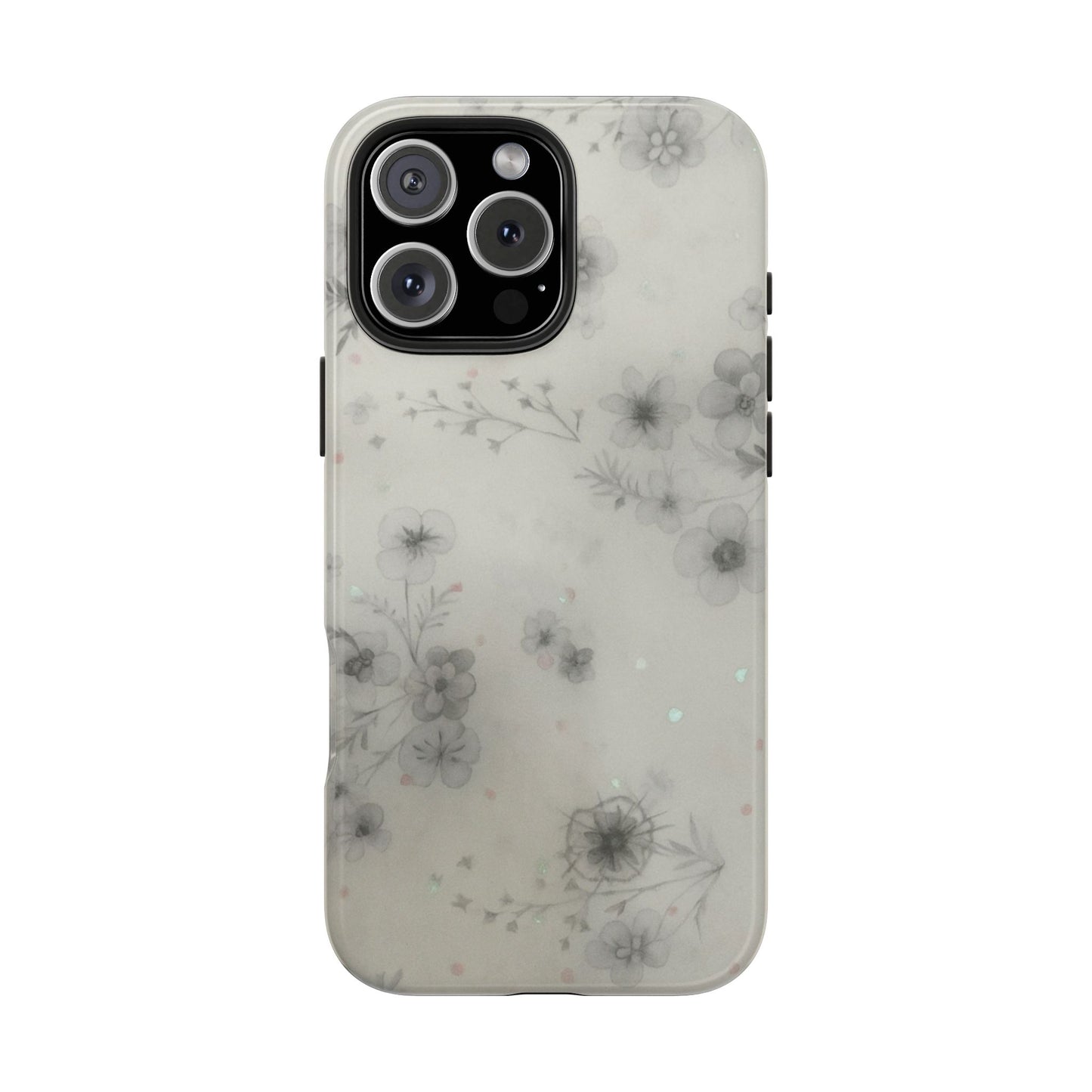 Misty Gray Floral - Protective Phone Case