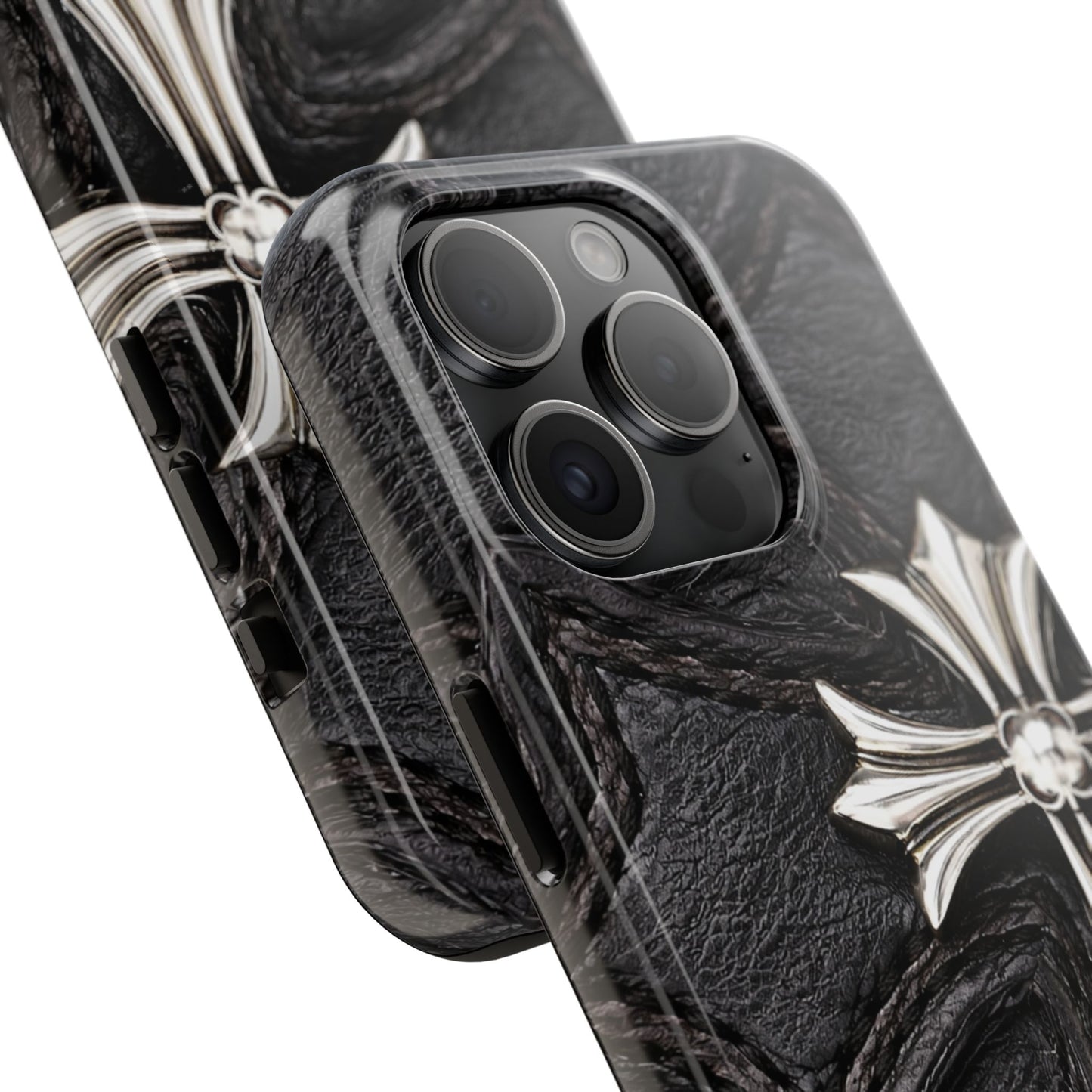 Black Leather Cross - Protective Phone Case