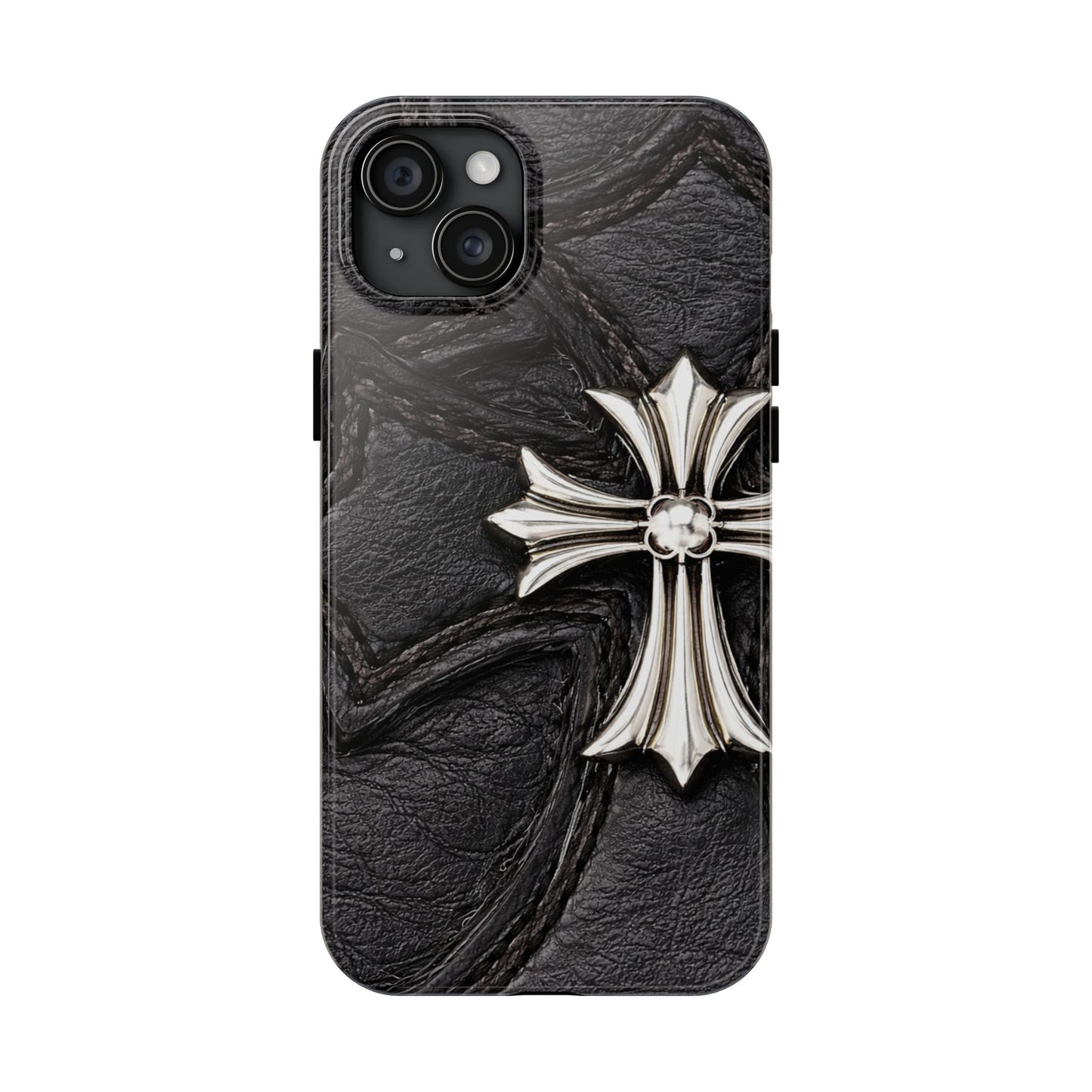 Black Leather Cross - Protective Phone Case