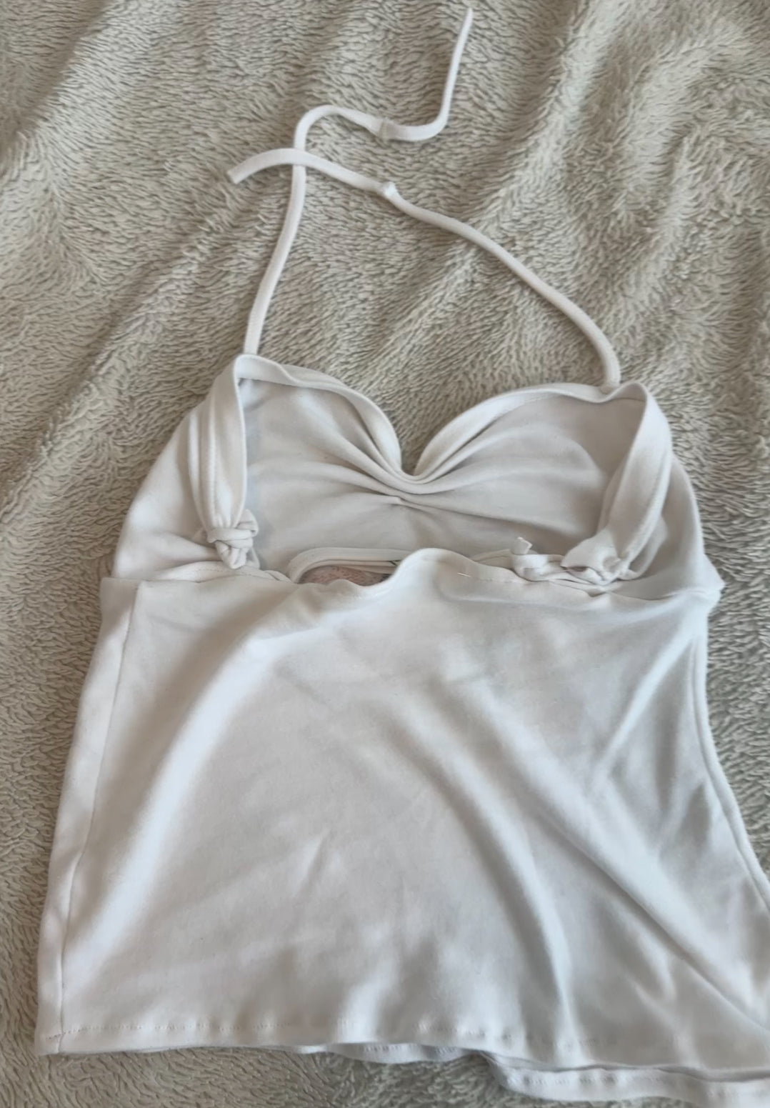 White Halter Top with Floral Embroidery