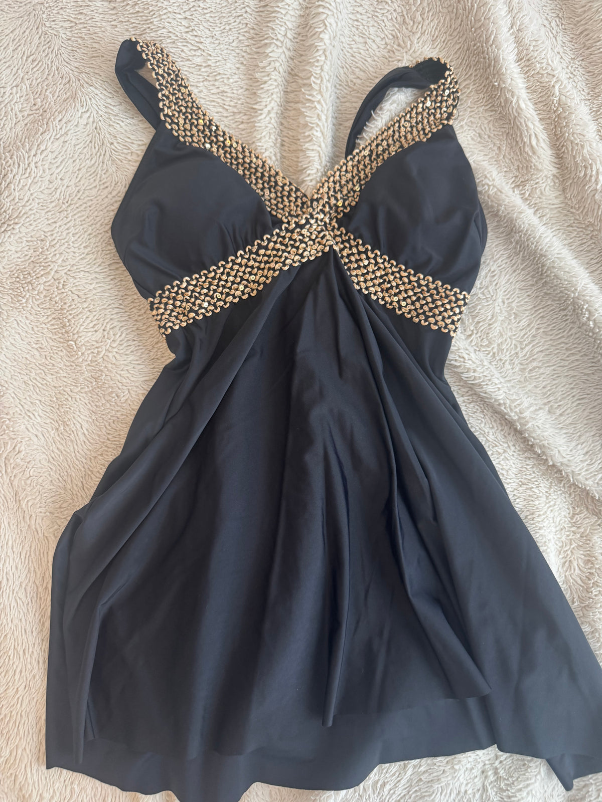 Black Dress with Gold Beading