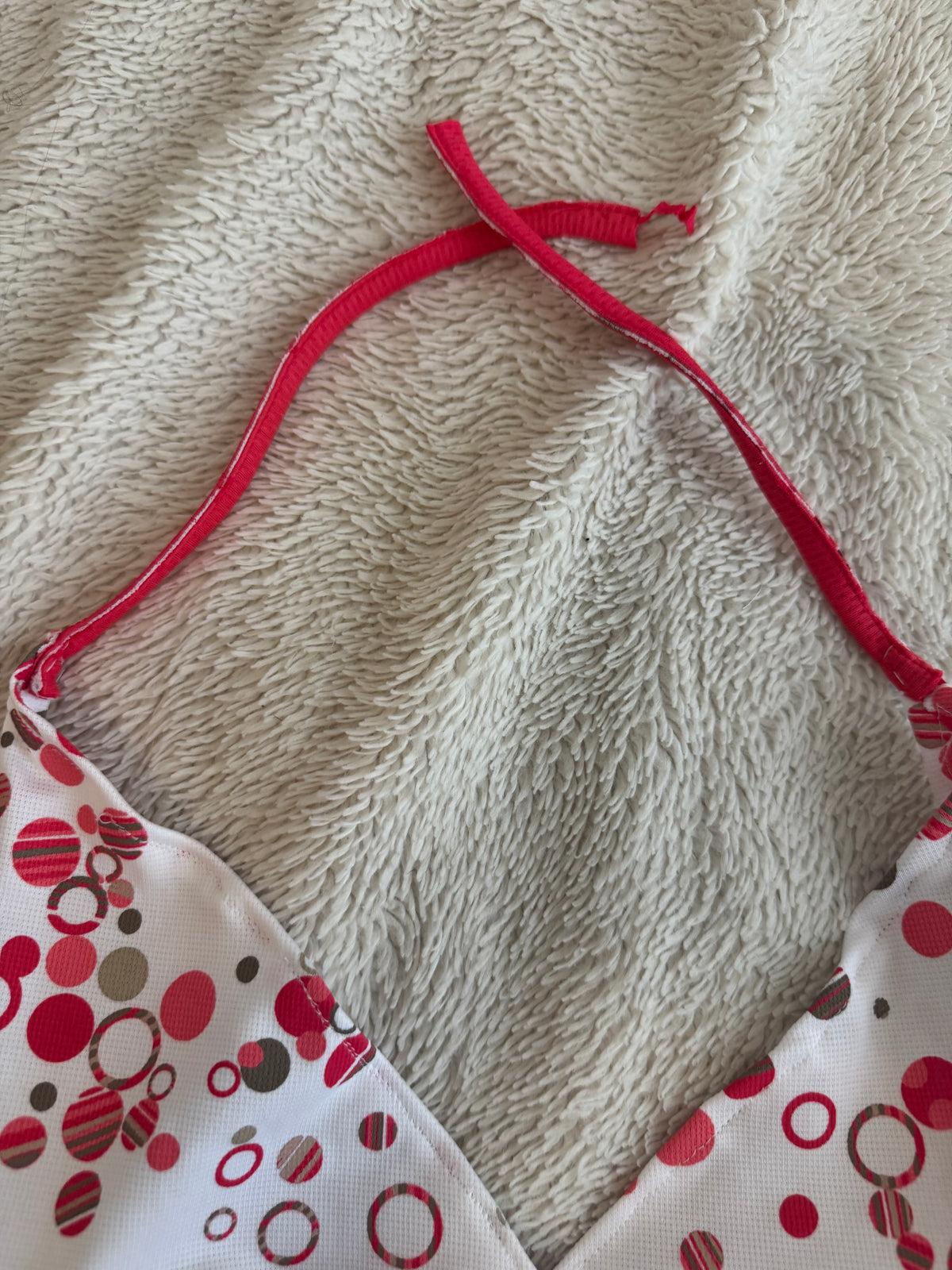 White and Red Polka Dot Halter Top