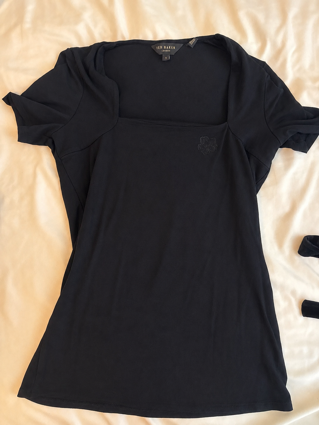 Black Top with Dainty Floral Embrodiery