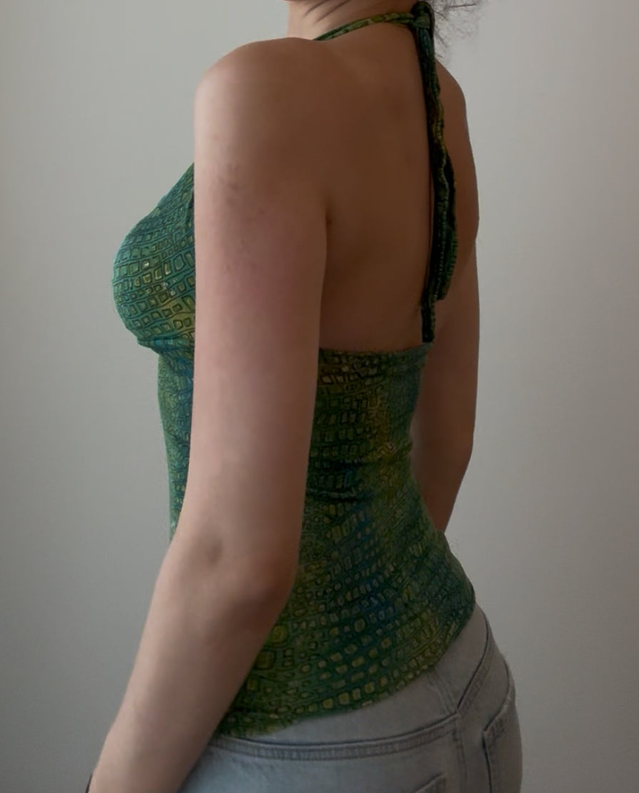 Y2K Green Halter Top