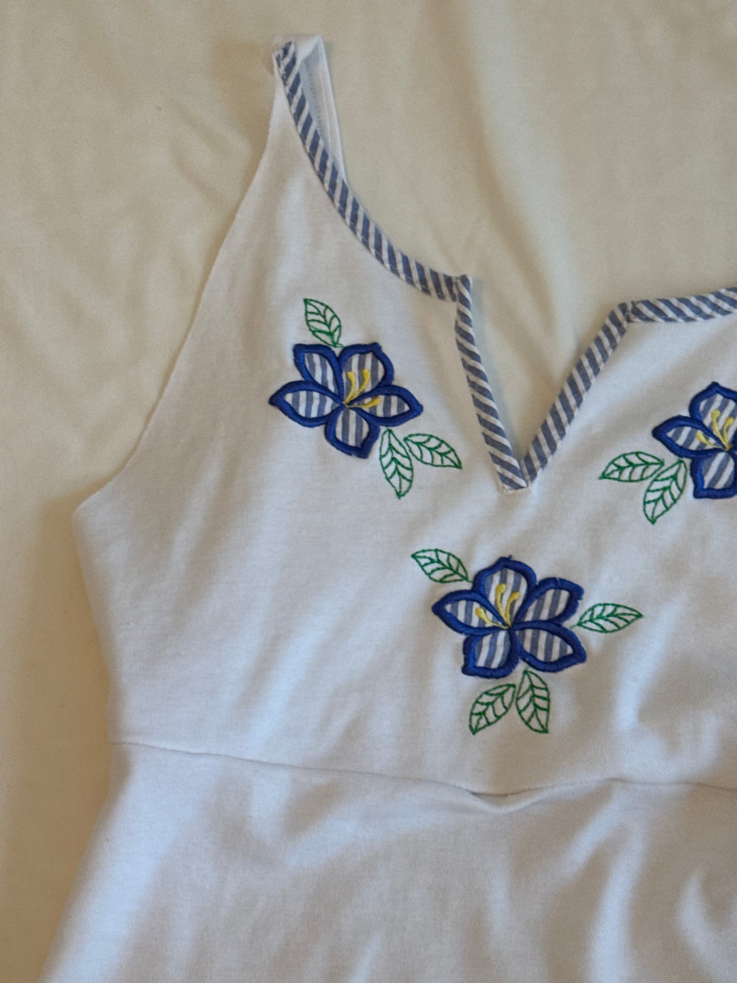 White Top with Floral Embrodiery