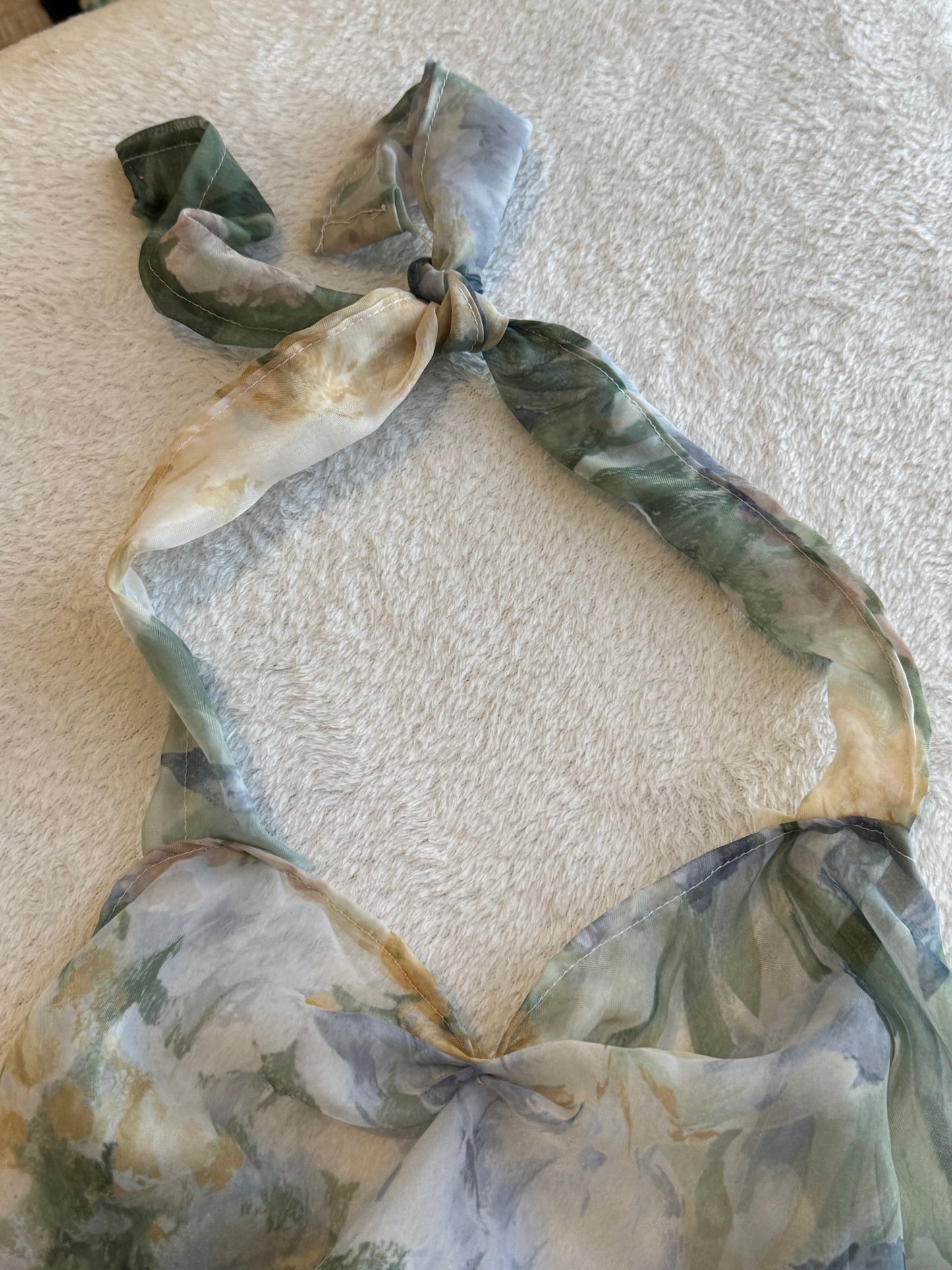 Flowy Floral Halter Top with Tie Neck and Back