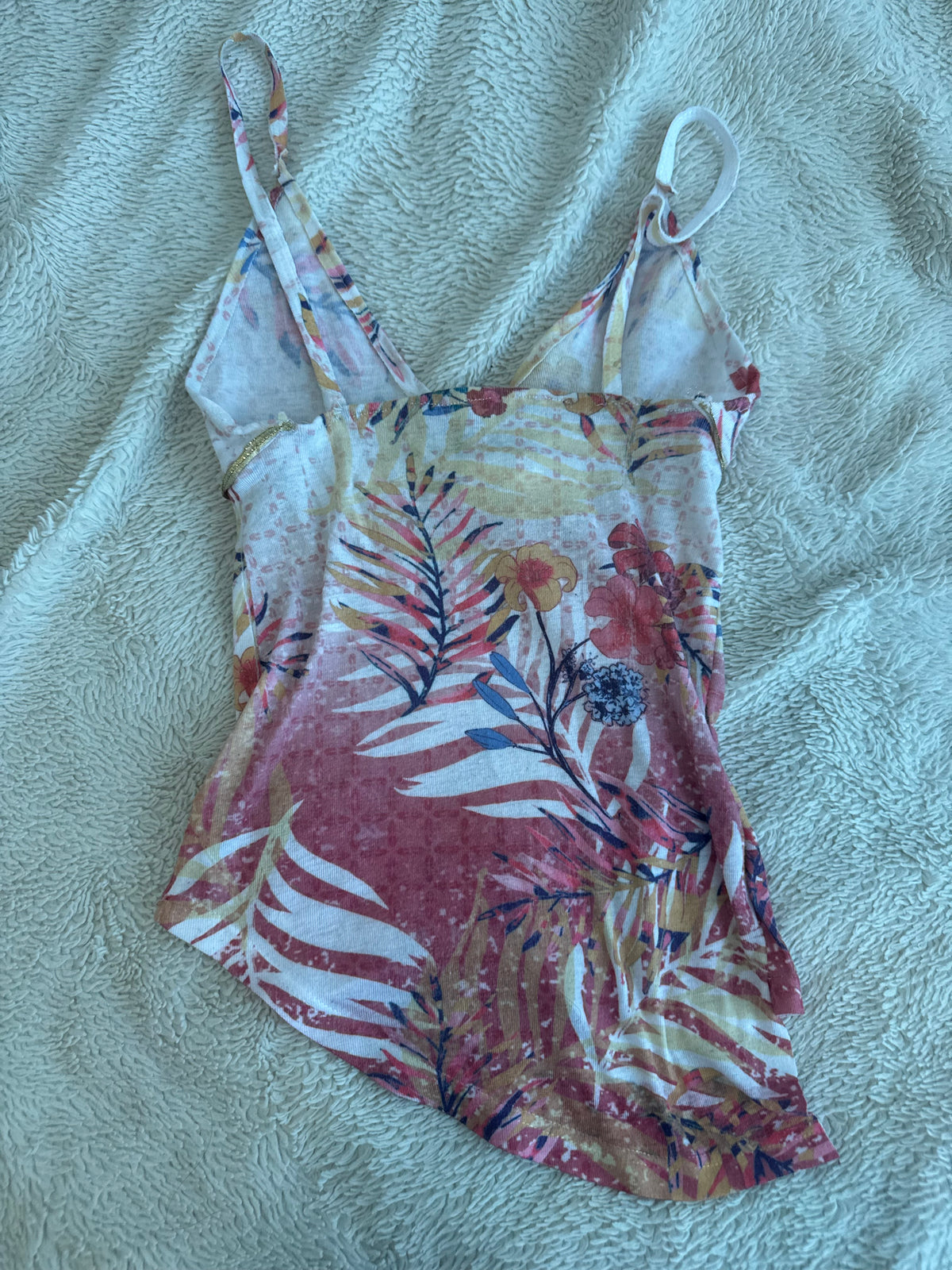 Multicolor Top with Gold Ribbon Waistband
