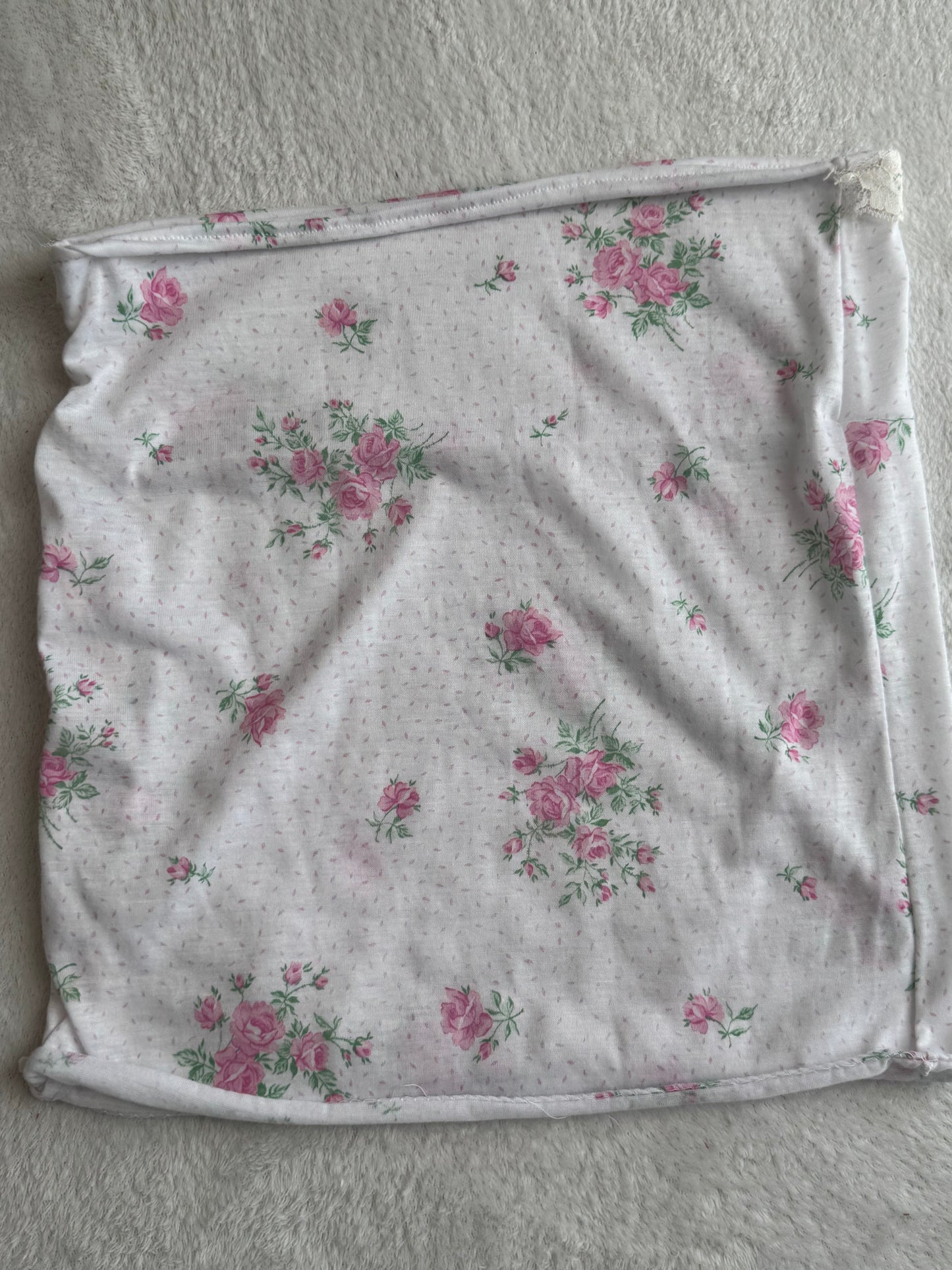 White and Pink Floral Tube Top