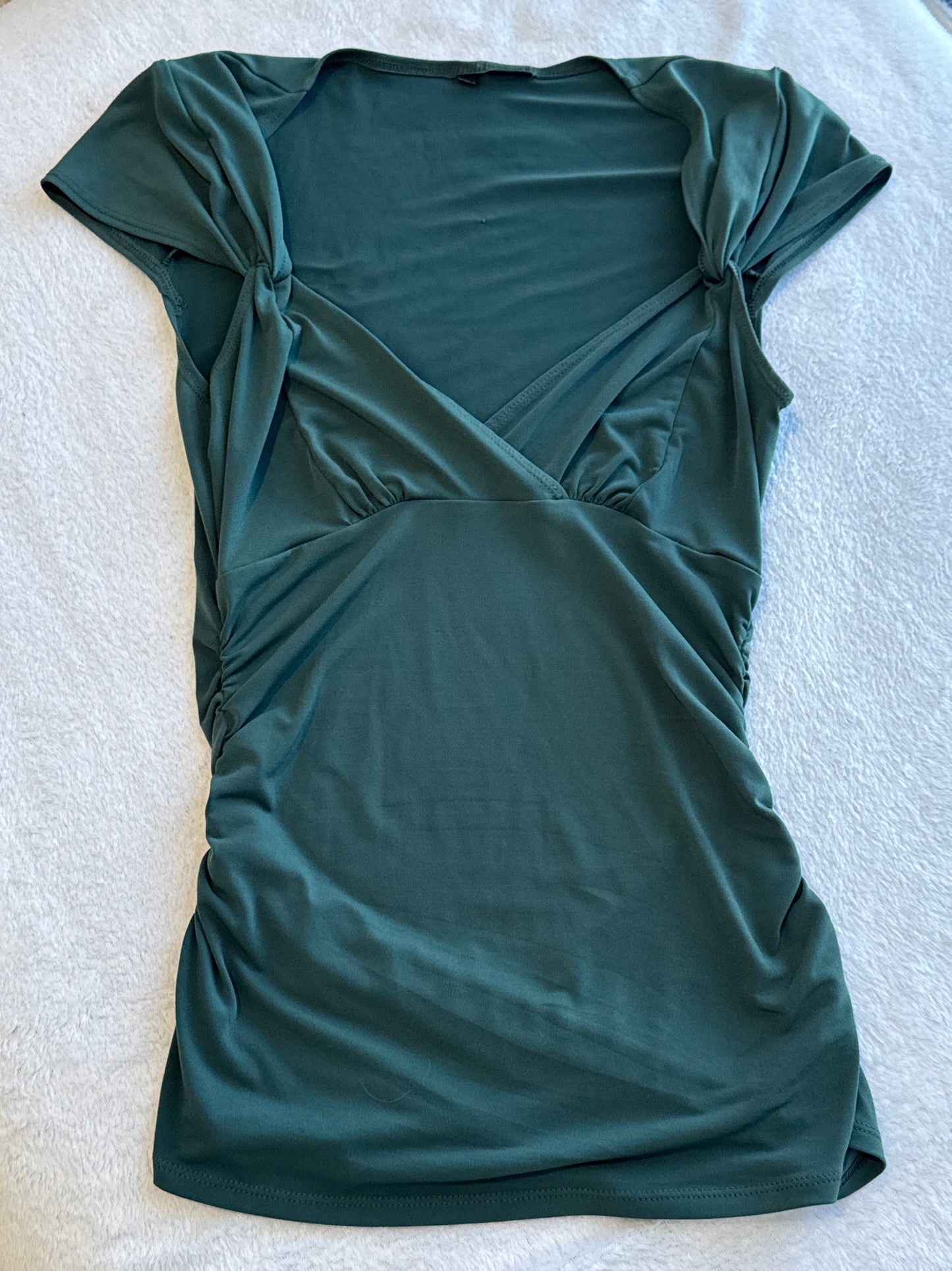 Green Fitted Top with Ruching