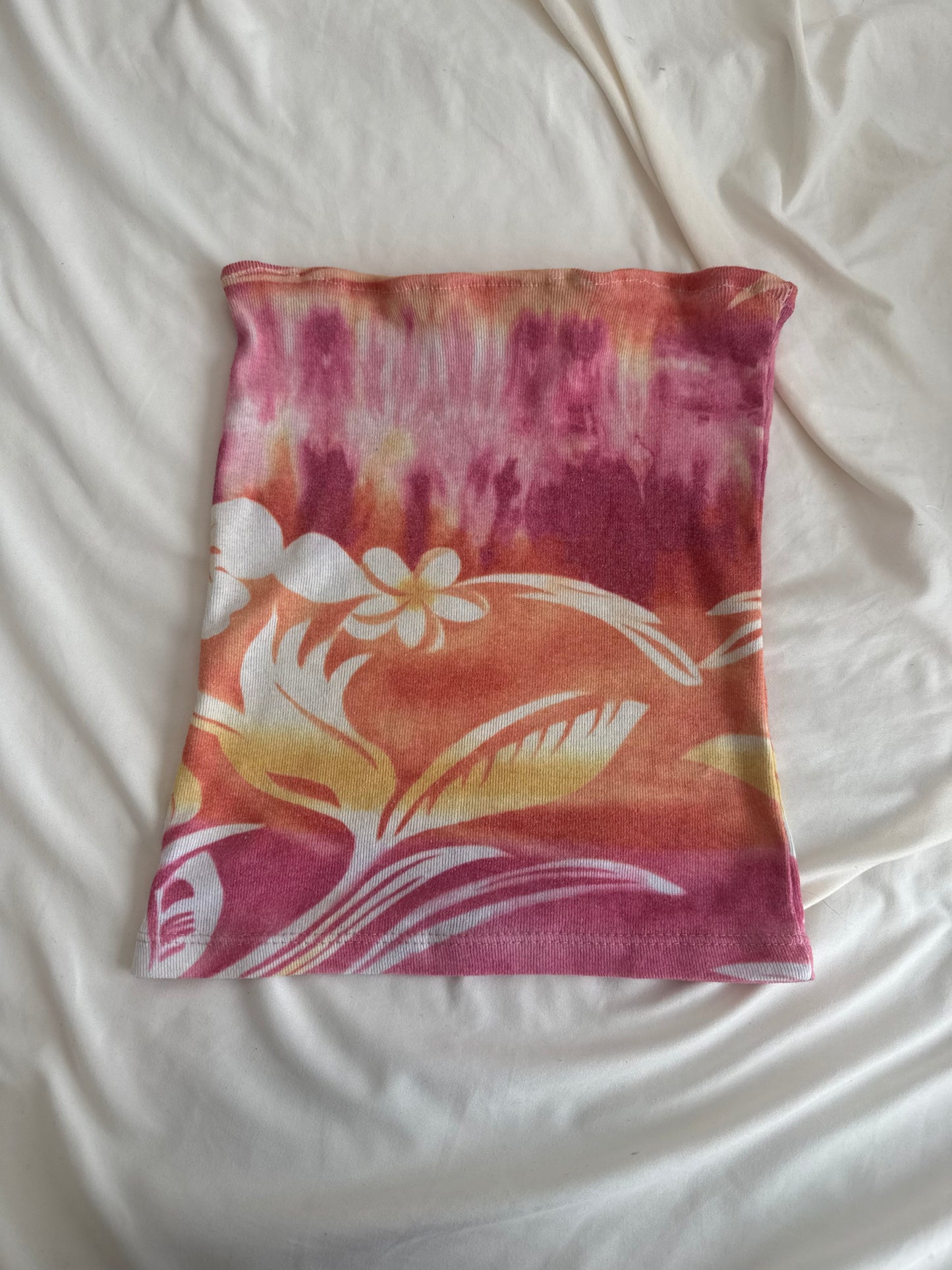 Y2K Warm Color Floral Tube Top