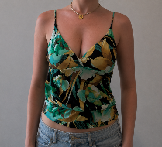 Black Floral Cami Top