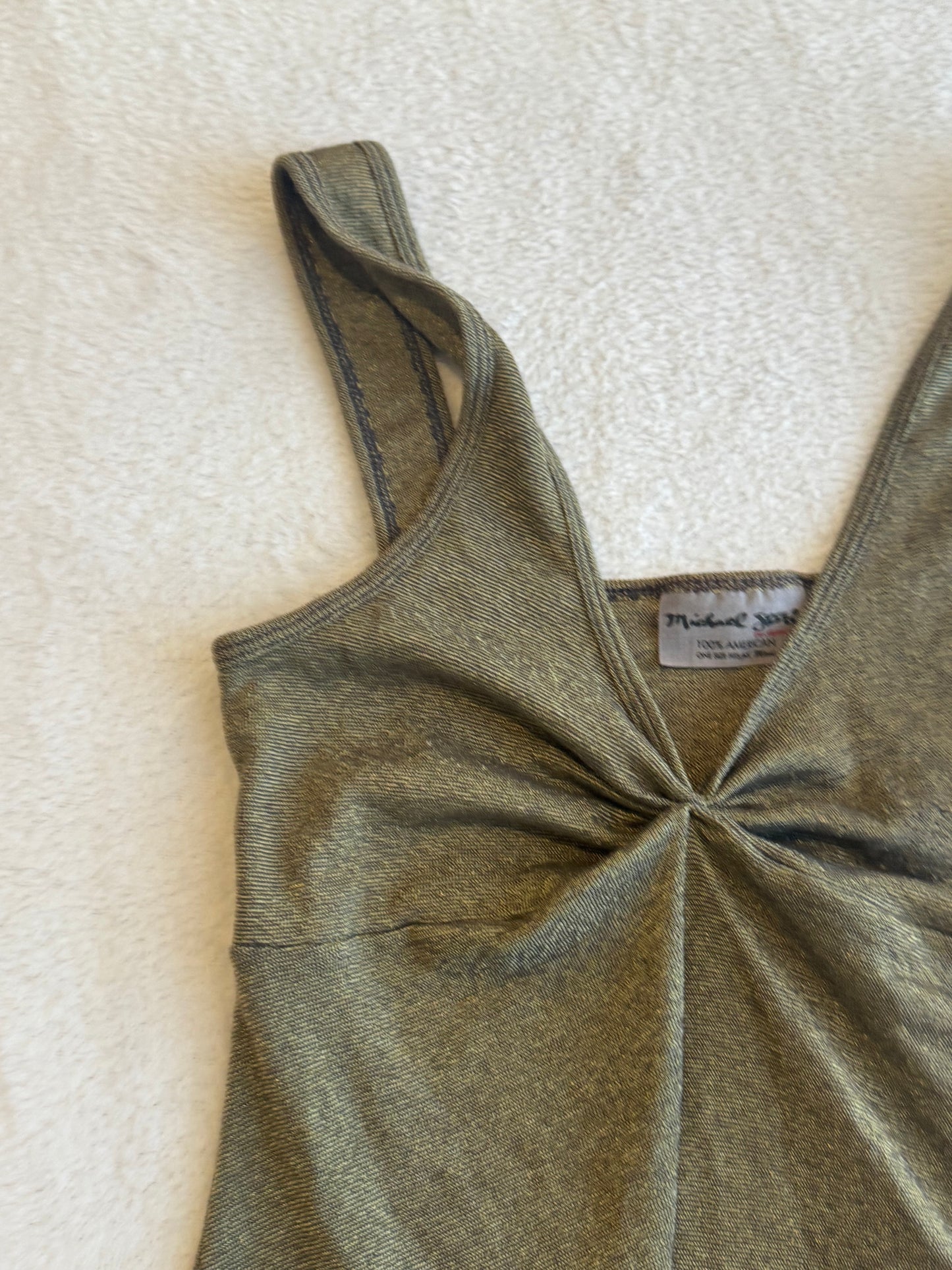 Y2K Green Top with Ruching