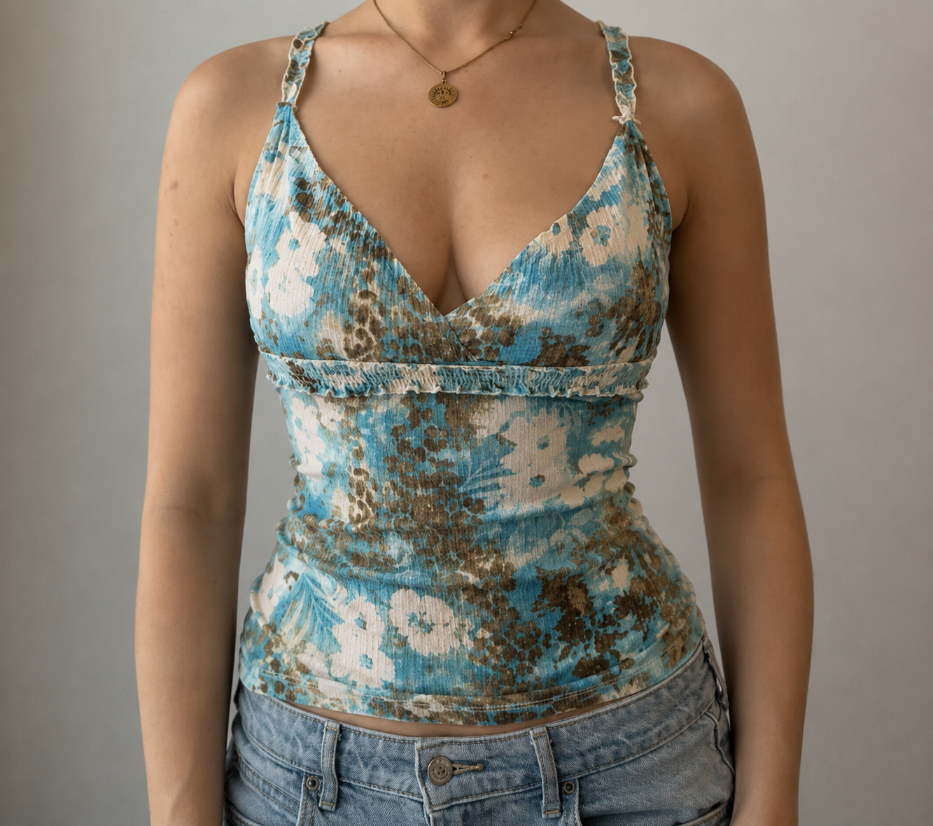 Multicolor Blue Floral Top