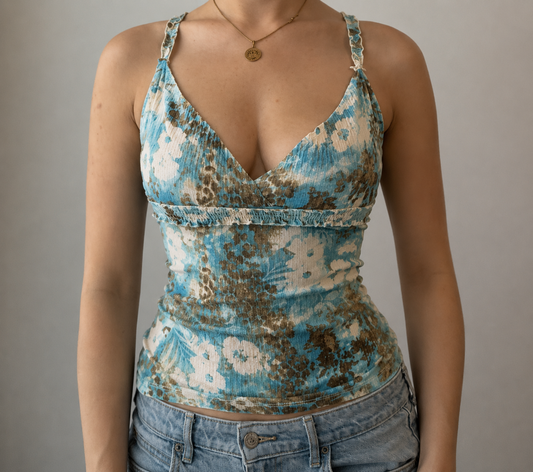 Multicolor Blue Floral Top