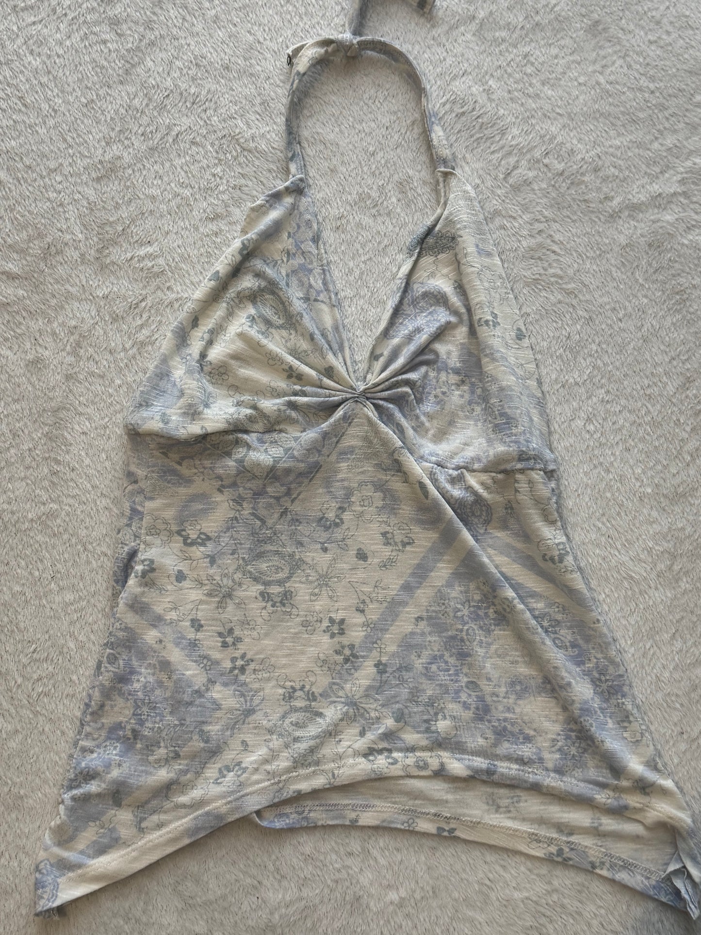 Blue and White Halter Top