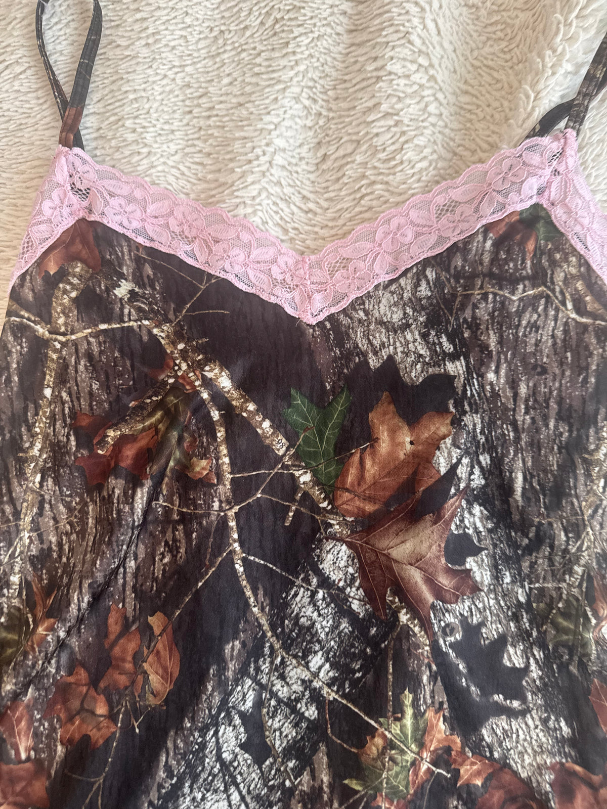Camo Cami with Pink Lace