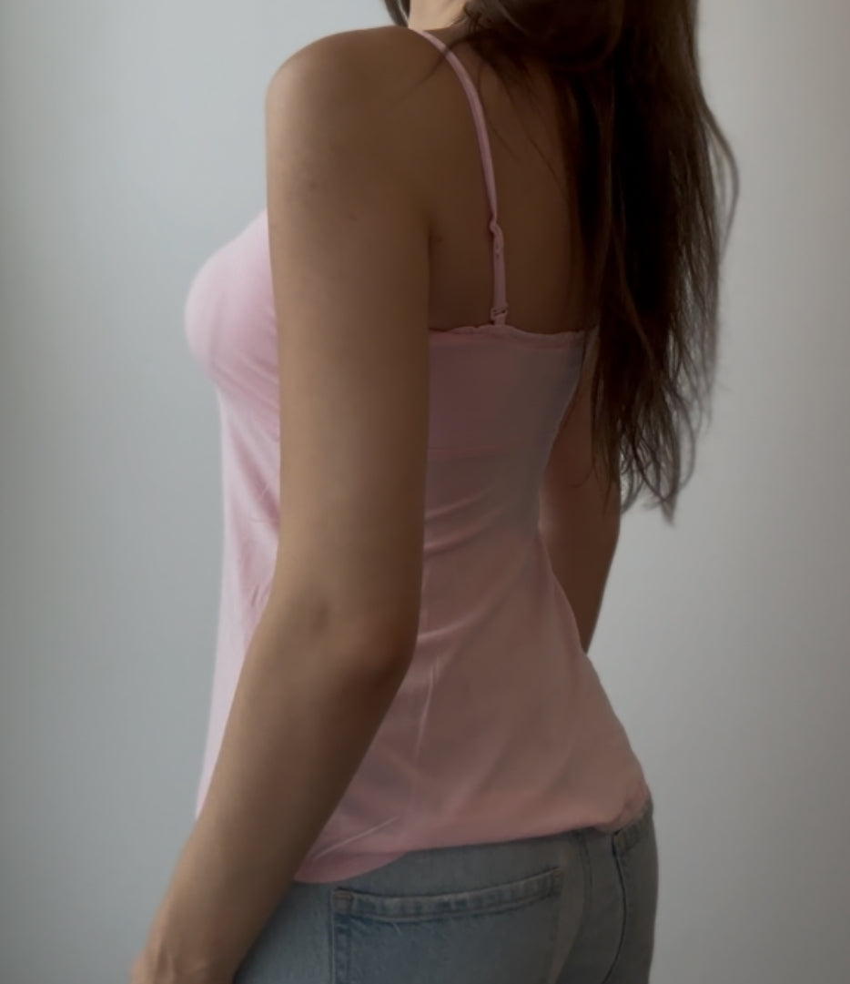 Pink Babydoll Top with Ruching