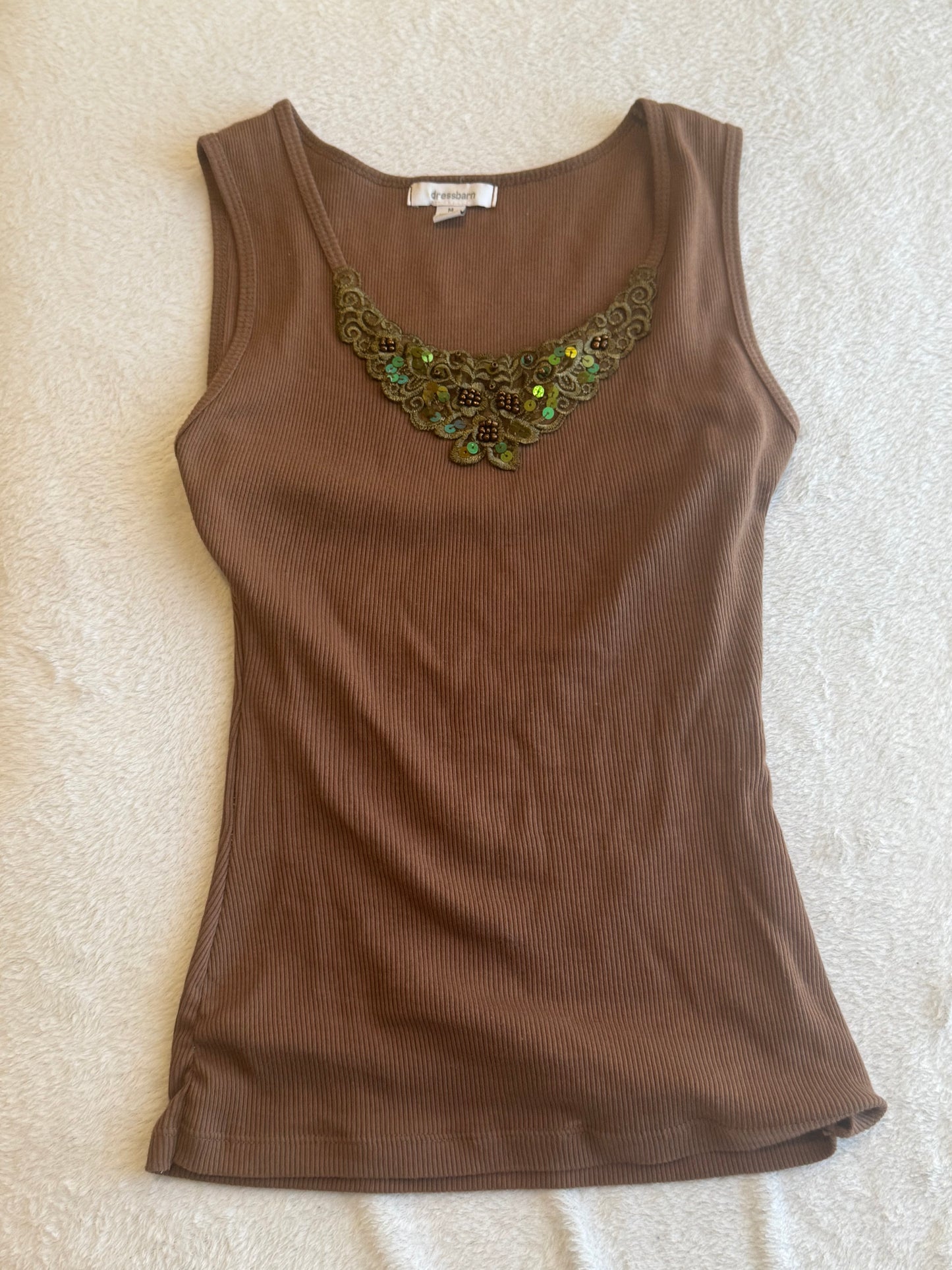 Brown Y2K Top with Sequins