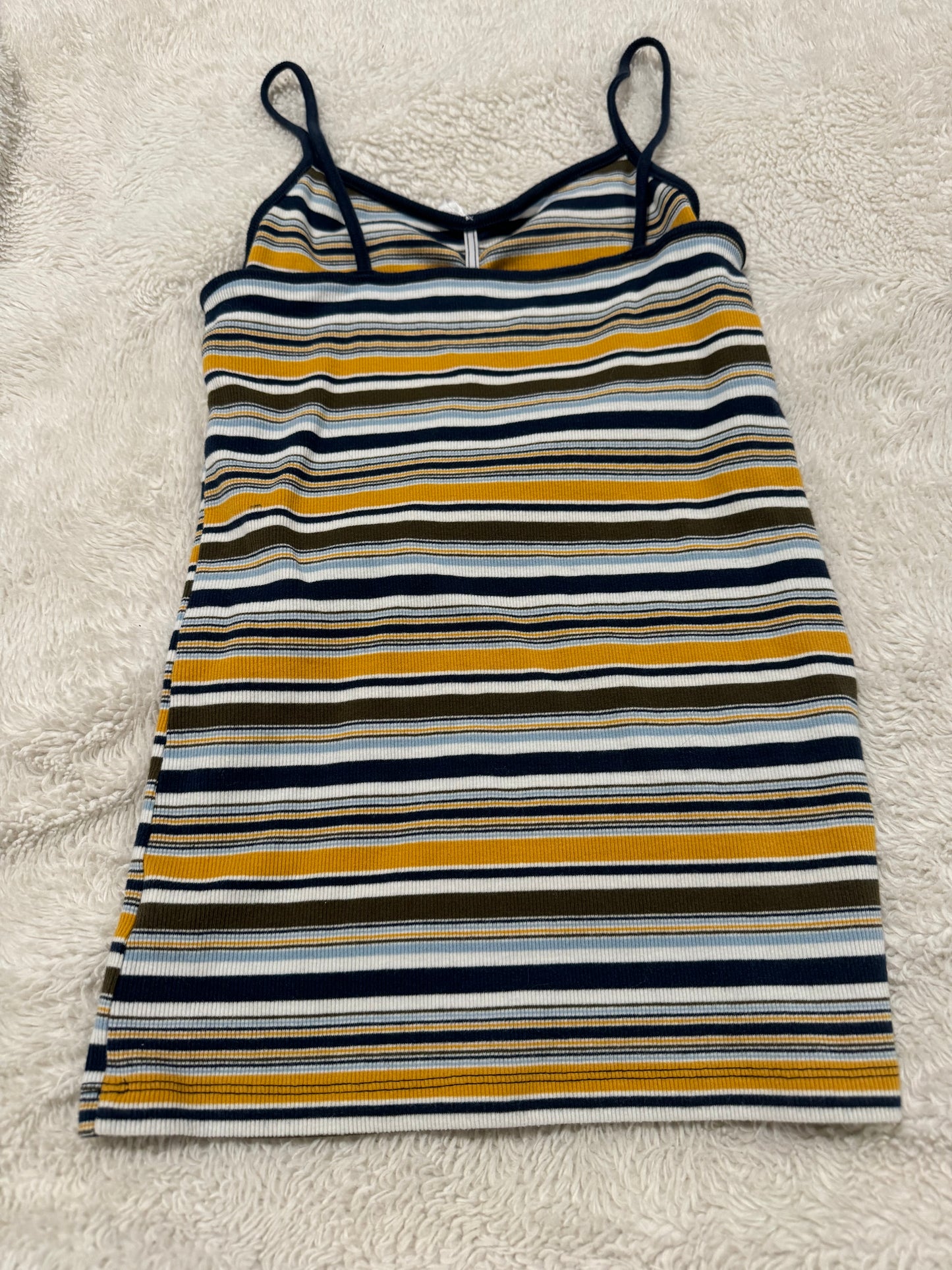 Blue and Yellow Striped Cami with Dainty Bow