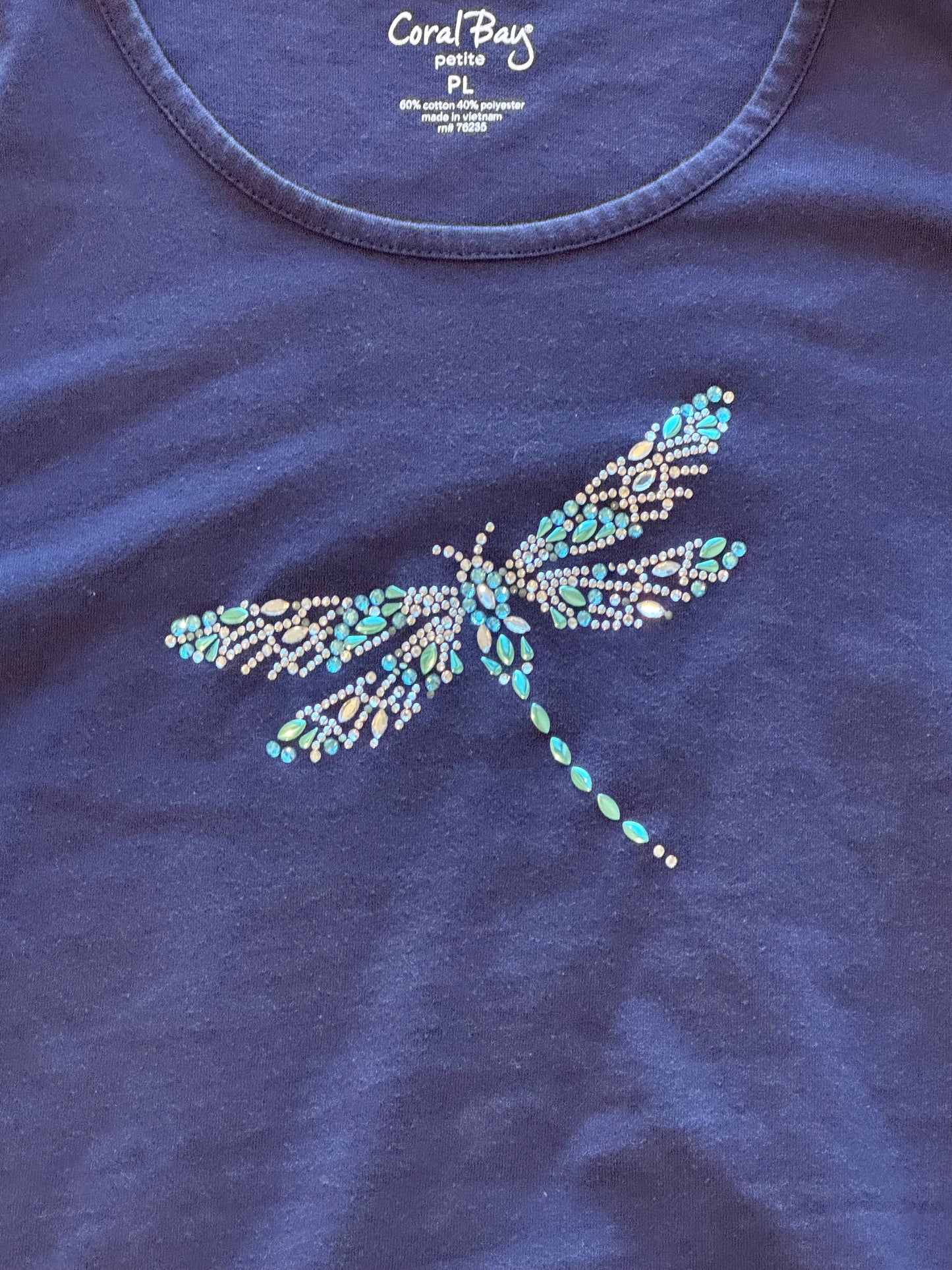 Blue Baby Tee with Dragonfly Rhinestone Design