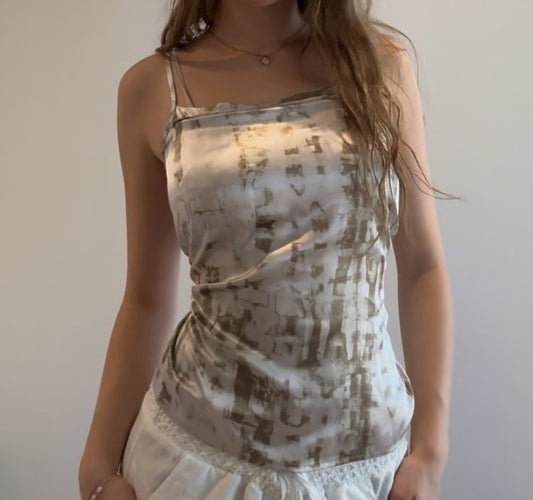 White and Grey Y2K Cami Top