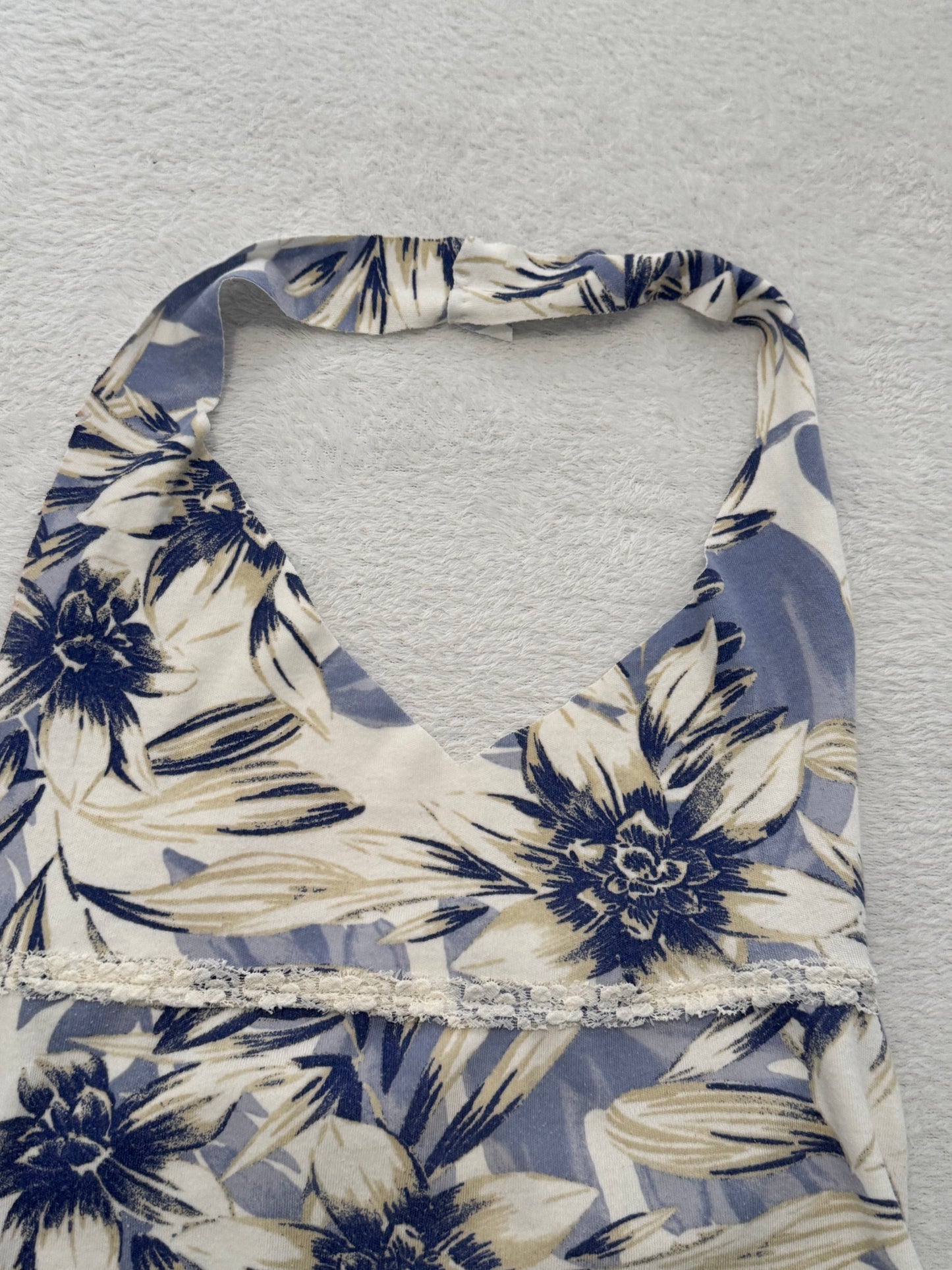 Blue and White Floral Halter Top