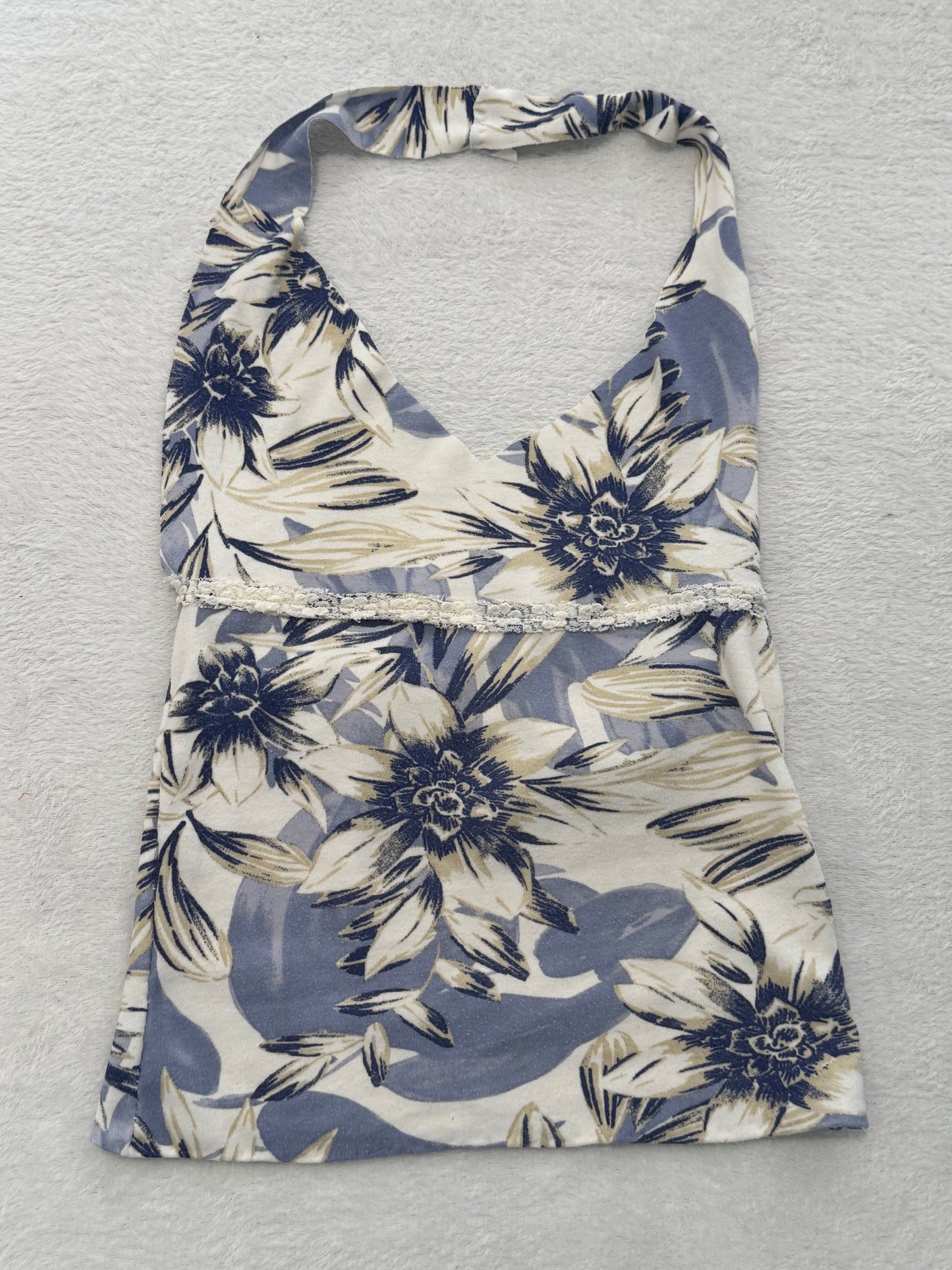 Blue and White Floral Halter Top