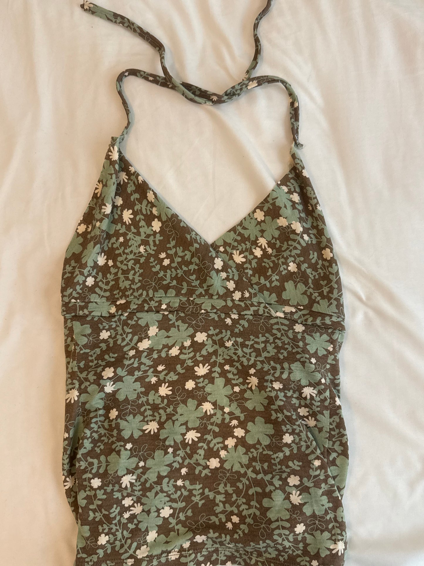Brown and Green Floral Halter