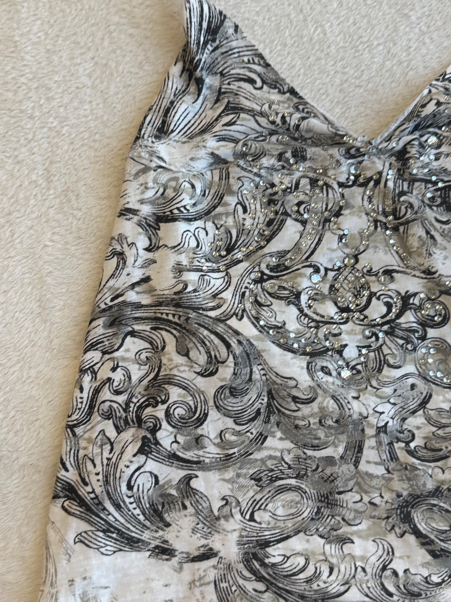 Y2K Black and White Halter Top with Sequins