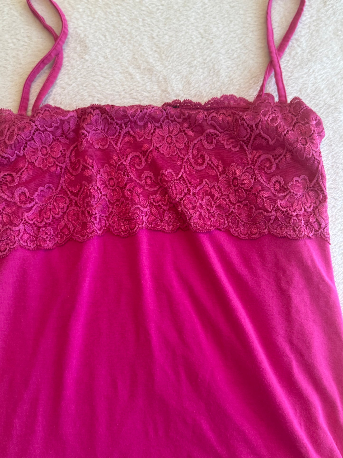 Y2K Pink Cami with Lace