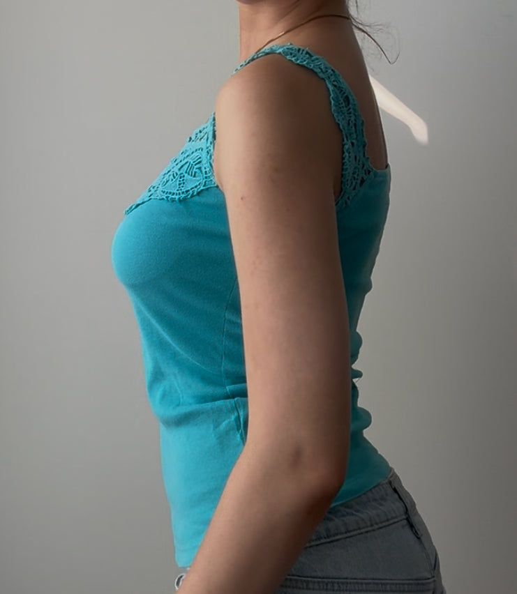 Vintage Blue Top with Lace