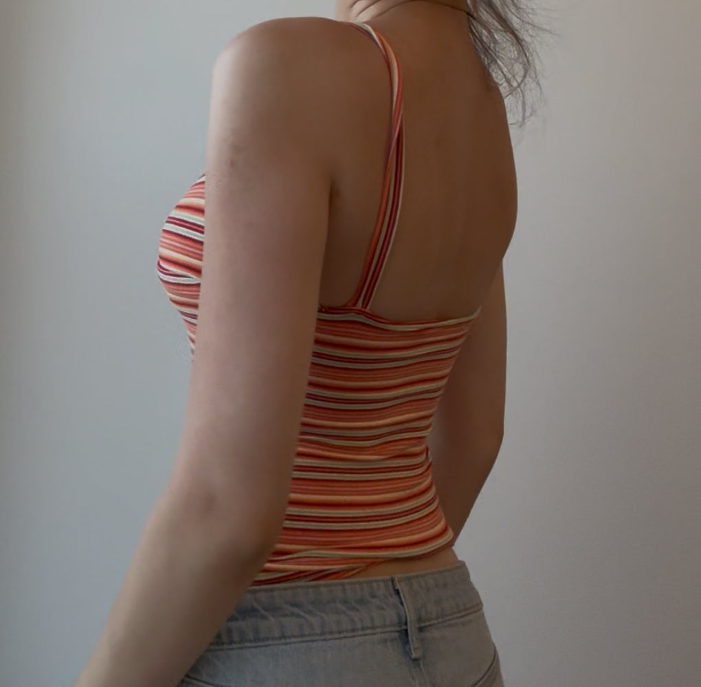 Orange Striped Cami Top